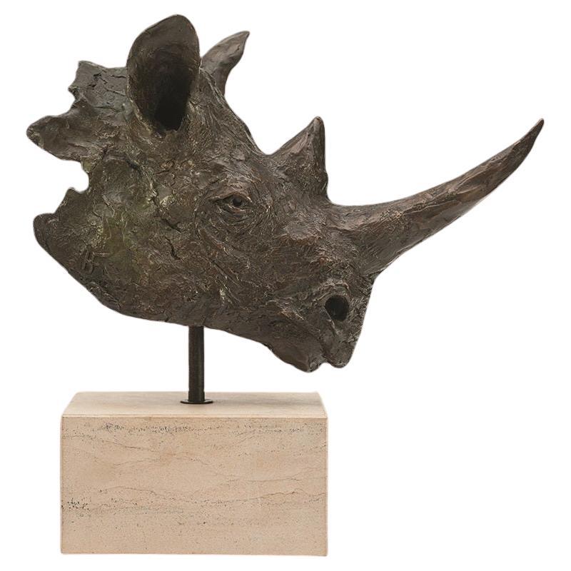 Sculpture de buste de rhinocéros en bronze