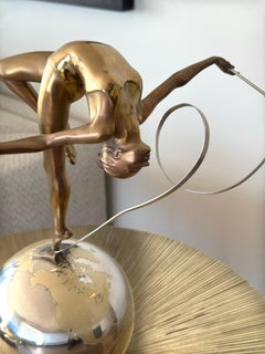 Bronze Figural Sculpture 'Ribbon on World' by Eleanor Cardozo, 2011