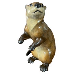 Bronze River Otter Sculpture Entitled "Giselle" by Jacques & Mary Regat