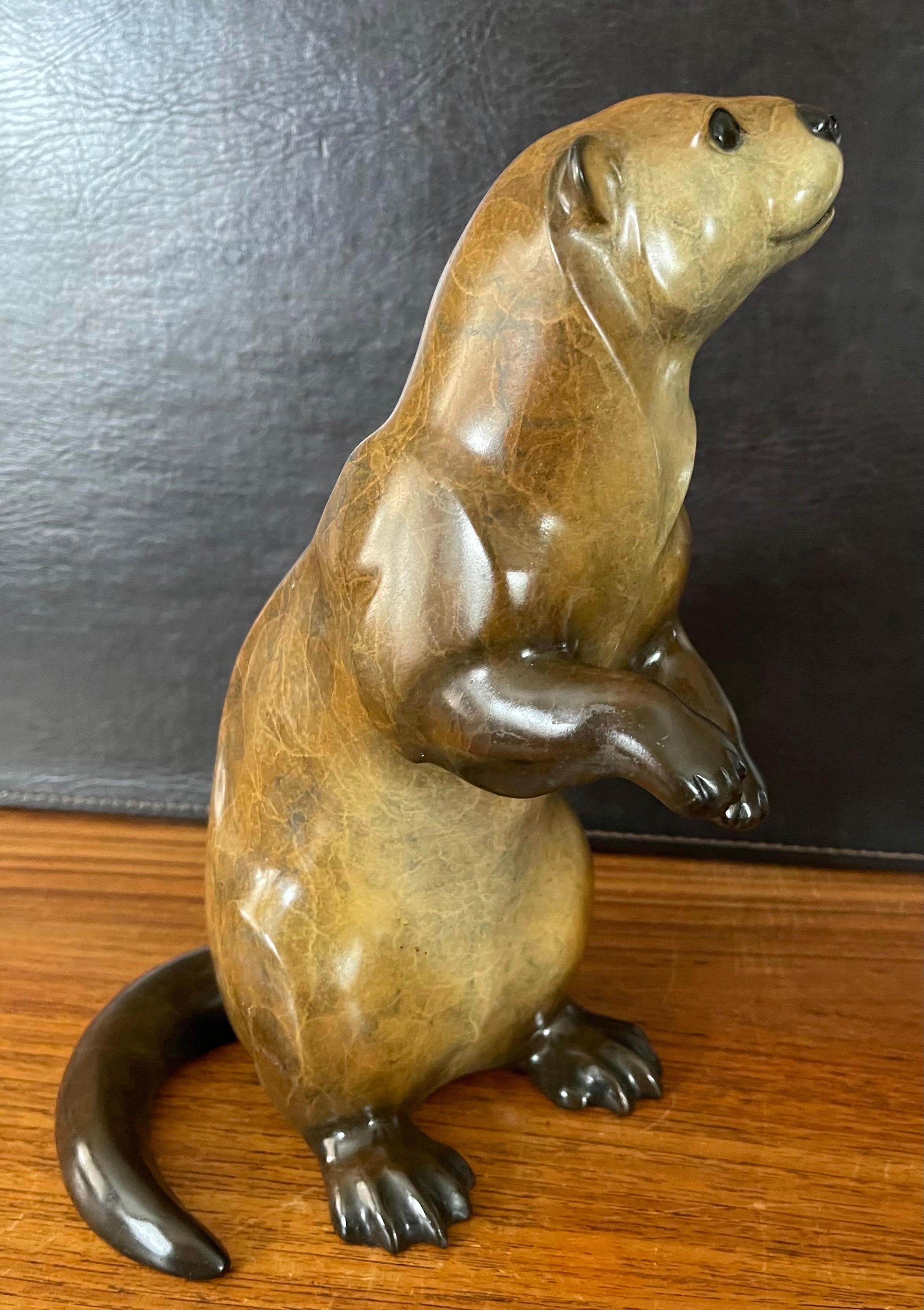 Bronze River Otter Sculpture Entitled 