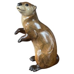 Bronze River Otter Sculpture Entitled "Giselle" by Jacques & Mary Regat