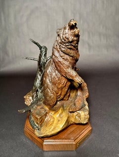 Bronze Roaring Bear by Wally Shoop “No Intruders” Western Wildlife Scculpture