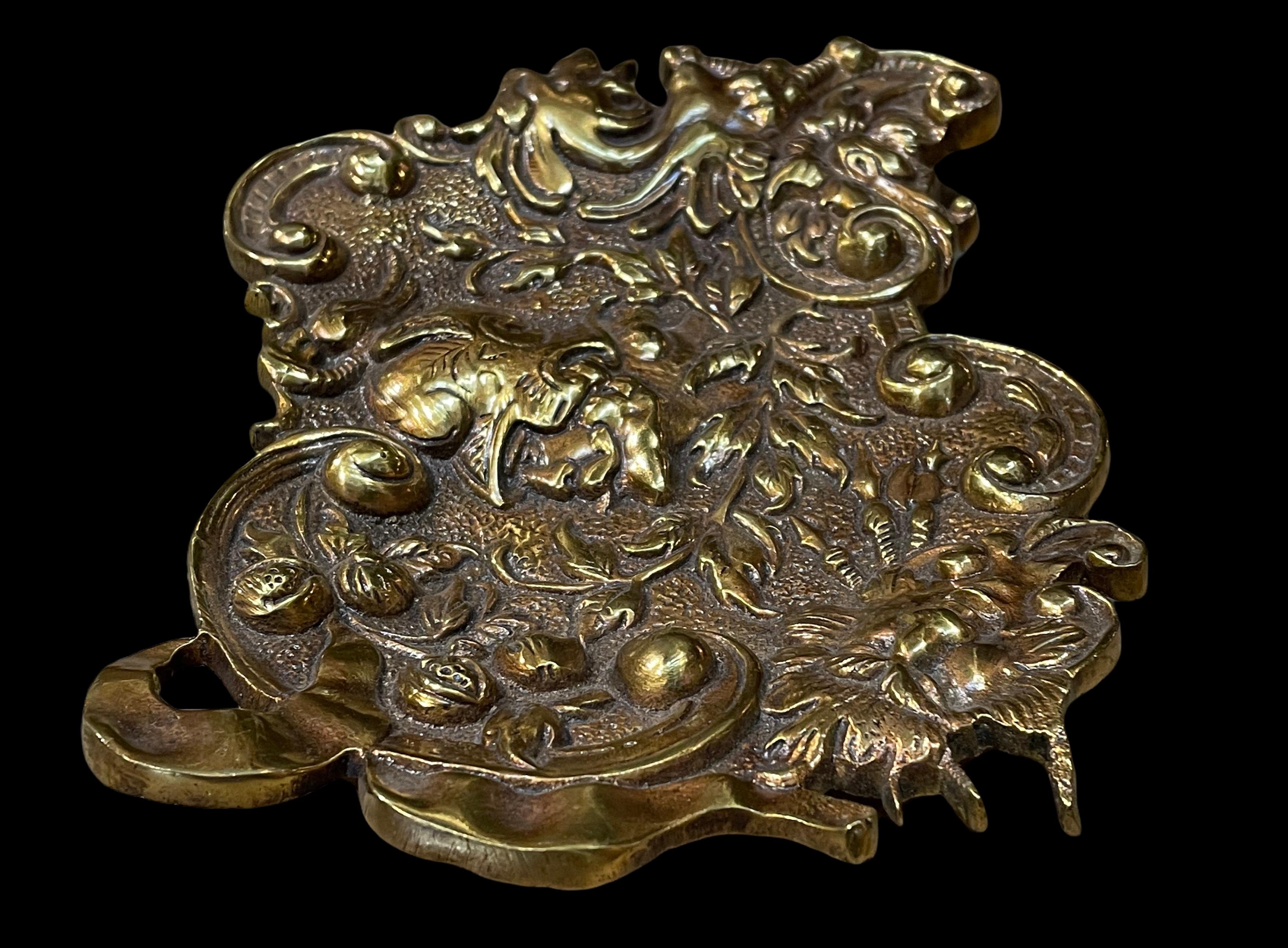 Repoussé Bronze Rococo Style Ring Dish or Pen Rest For Sale
