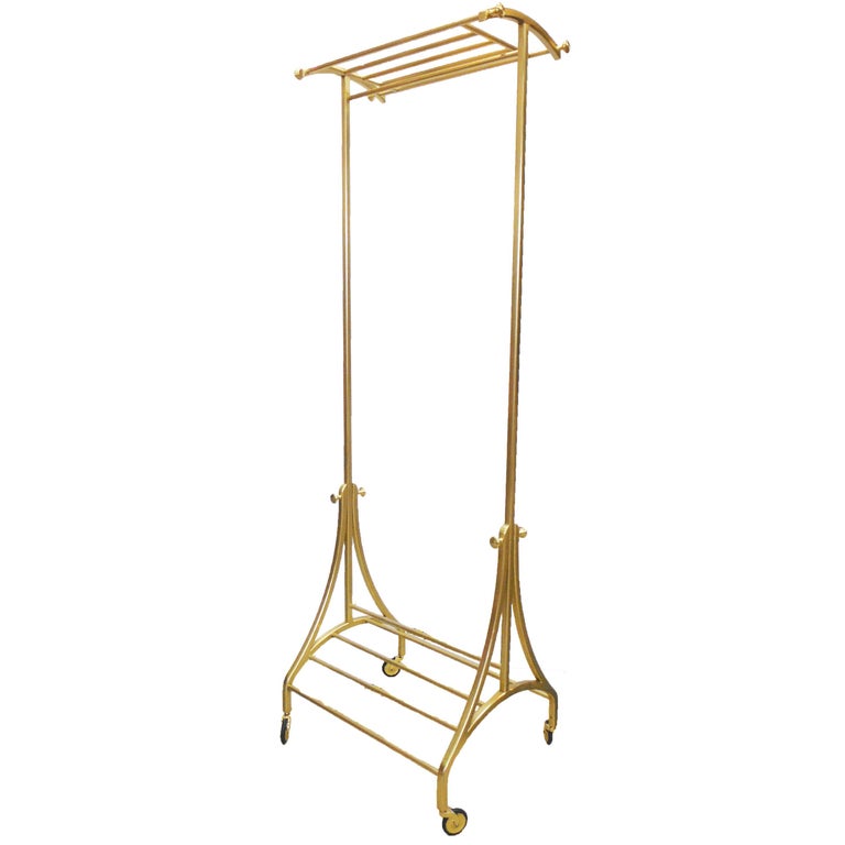 Bronze Rolling Clothes Rack (For Coats/Jackets/Clothes) For Sale at 1stDibs