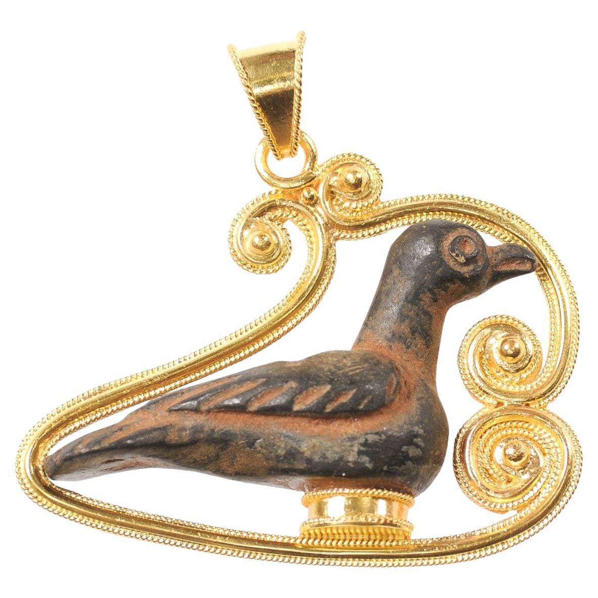 Bronze Roman Bird Pendant in 21K (pendant only)