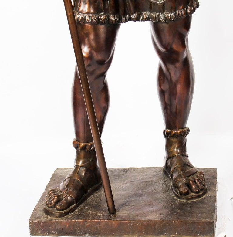 European Bronze Roman Gladiator 'with Spear', Lifesize For Sale