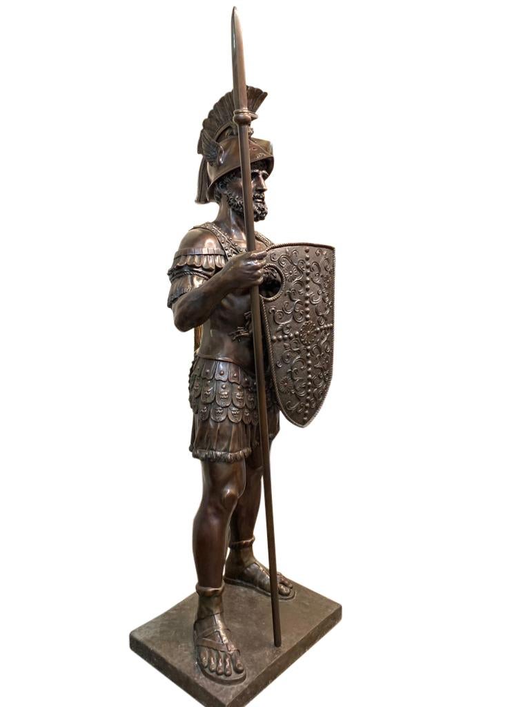 20th Century Bronze Roman Gladiator 'with Spear', Lifesize For Sale
