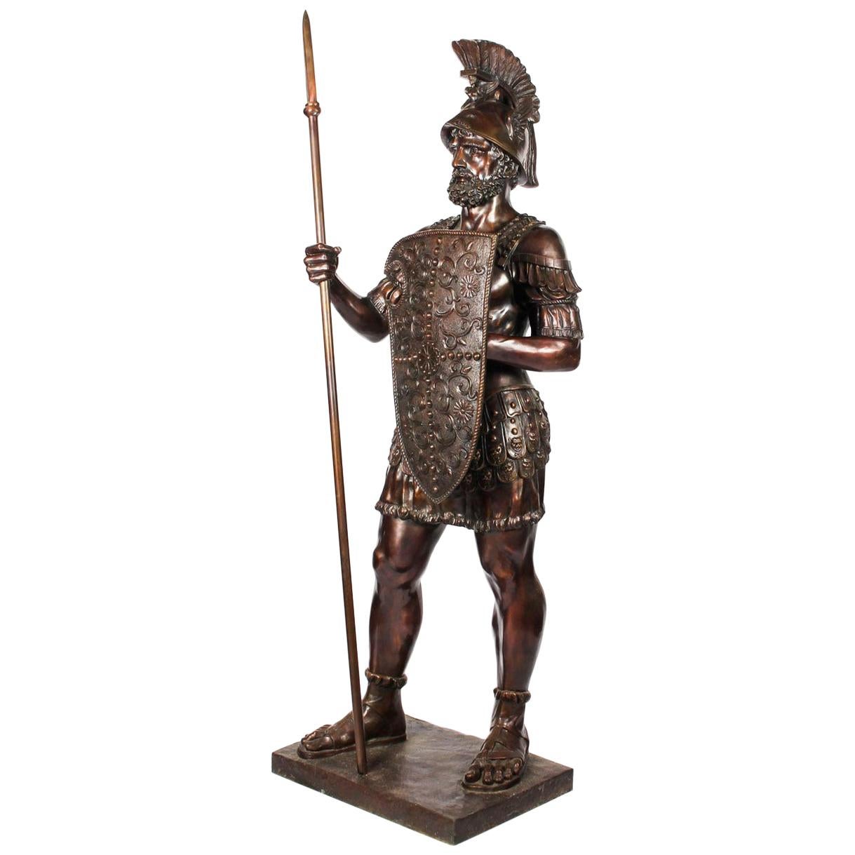 Bronze Roman Gladiator 'with Spear', Lifesize For Sale