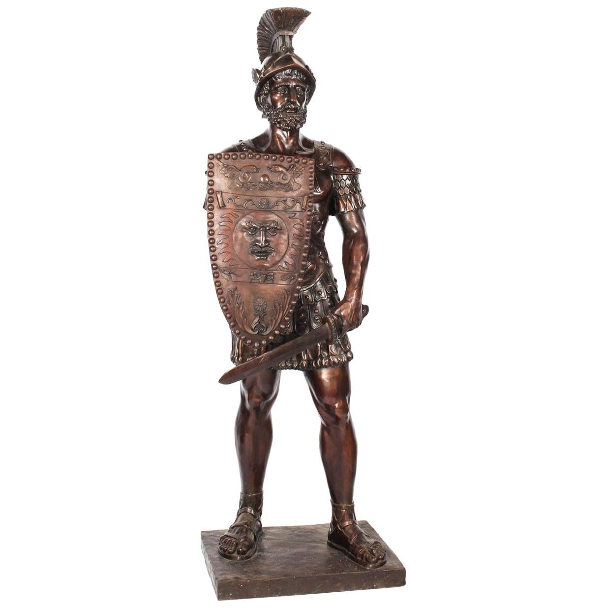 Veronese Spartacus Roman Gladiator Wielding Sword and Shield Statue 