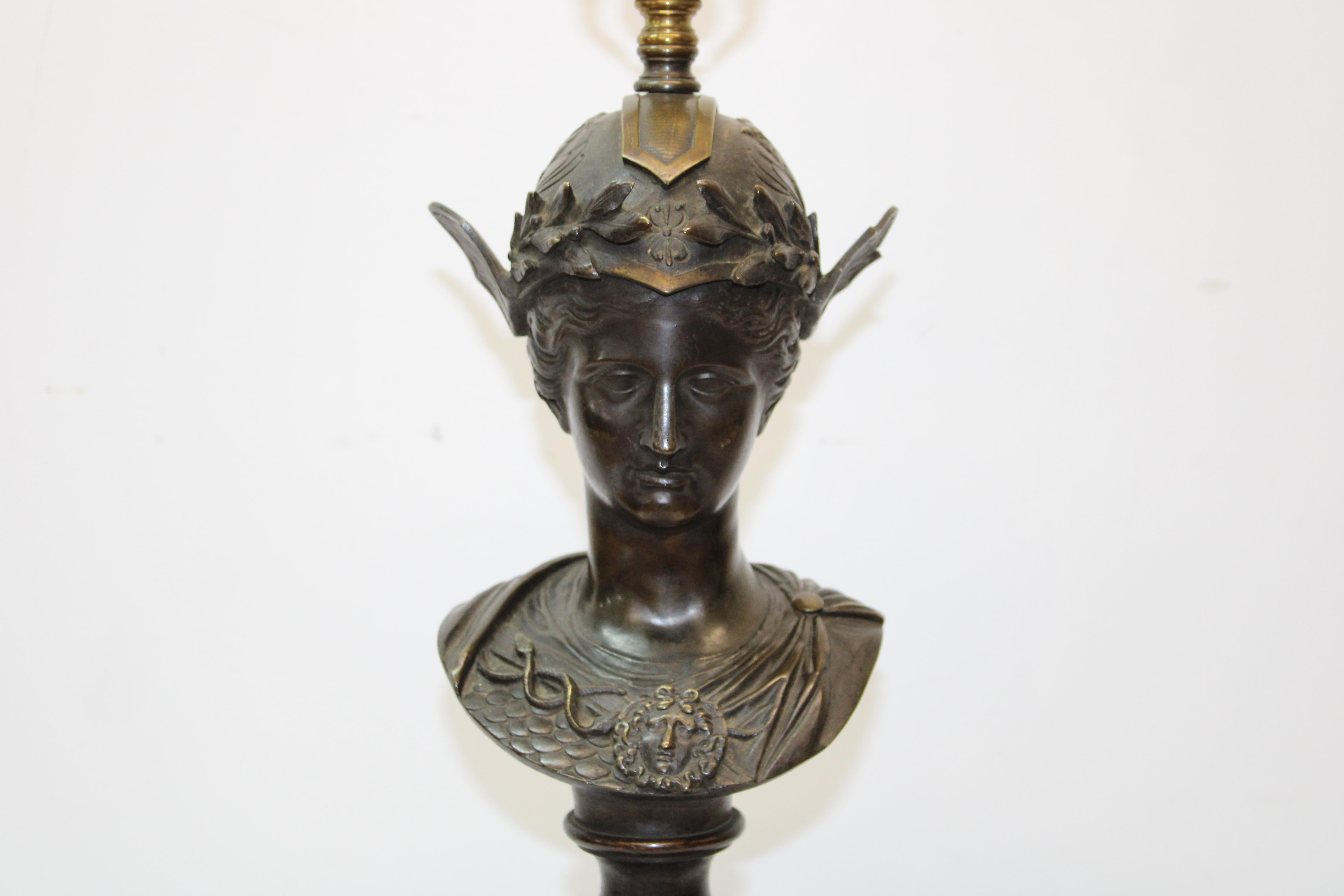 Bronze Roman Goddess Table Lamp In Good Condition For Sale In San Francisco, CA
