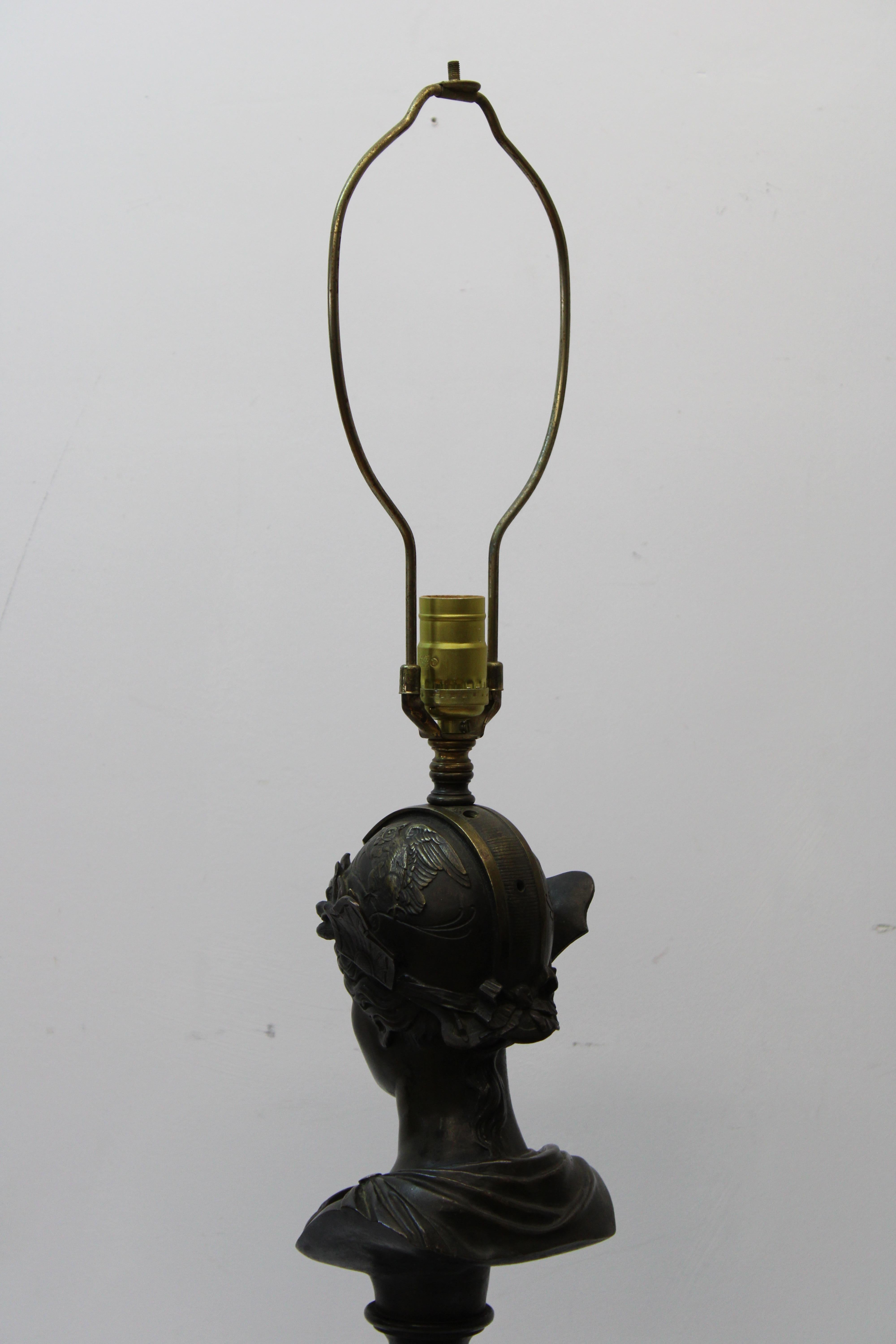 Brass Bronze Roman Goddess Table Lamp For Sale