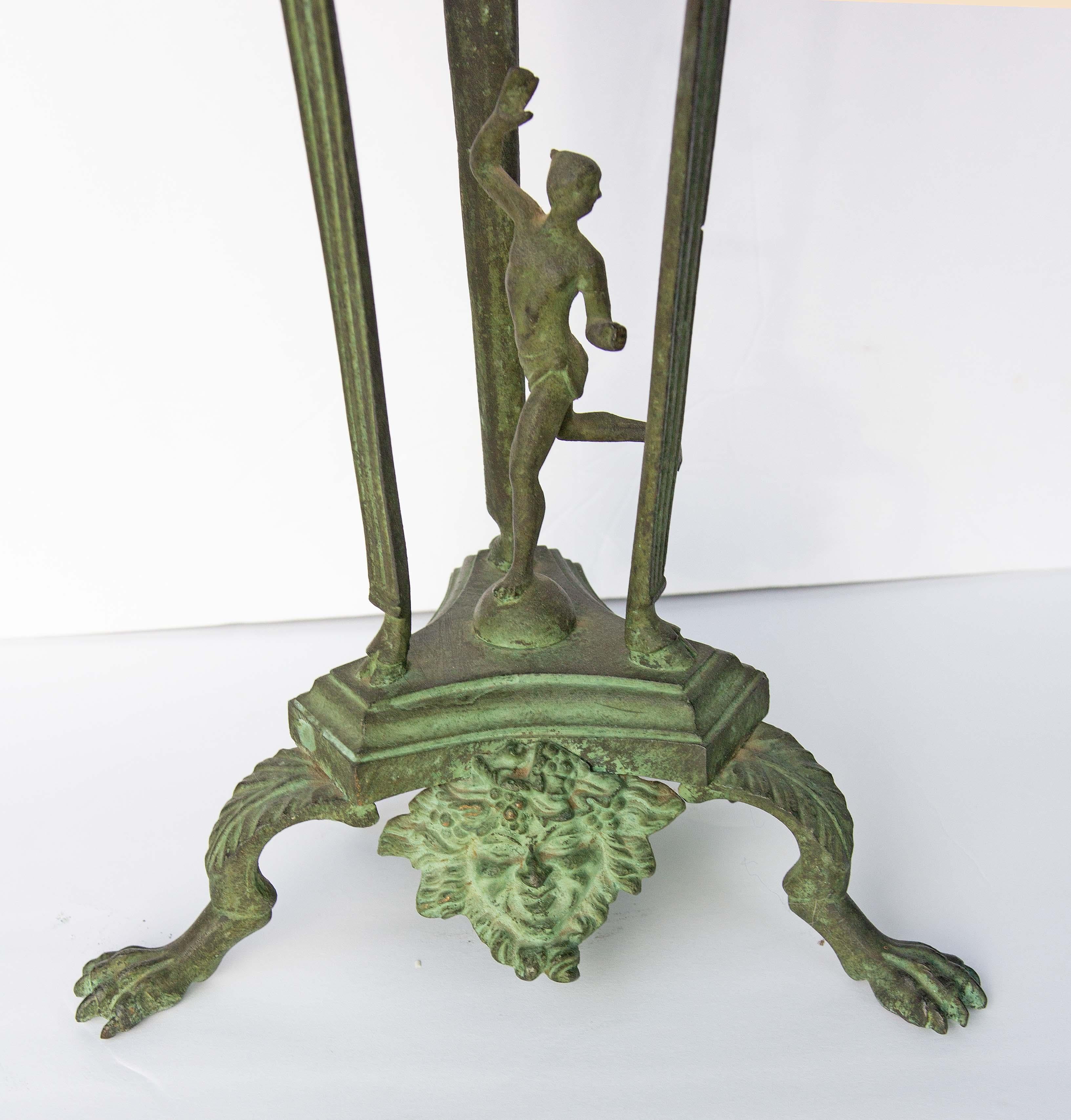 XIXe siècle Lampe à huile romaine en bronze Mercure et grues volantes Grand Tour en vente