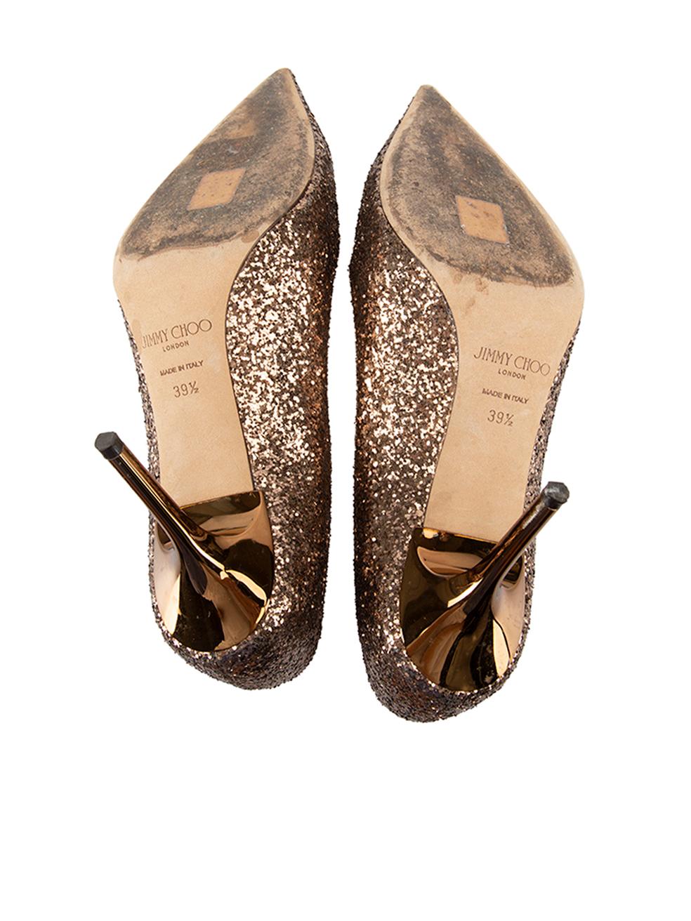 Bronze Romy Glitter Pointed Pumps Size IT 39.5 In Good Condition In London, GB