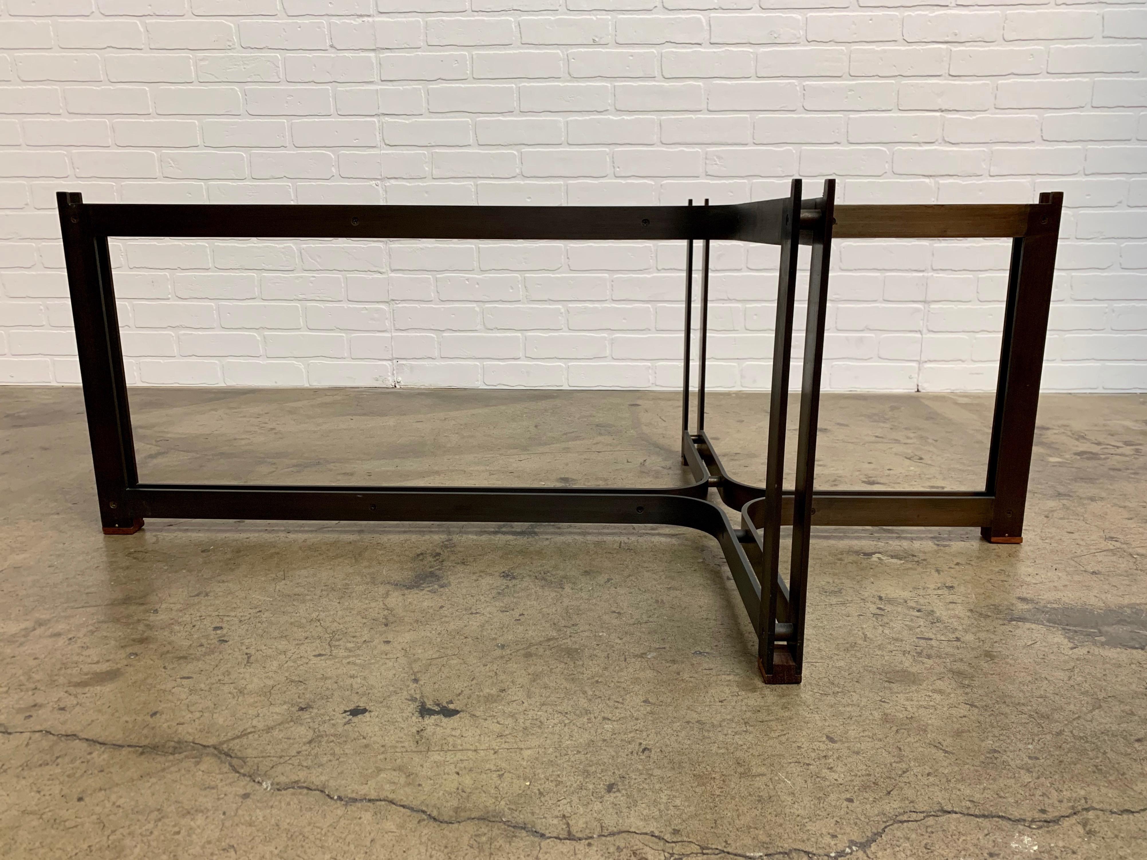 Bronze, Rosewood and Smoked Glass Coffee Table by Tom Lopinski for Dunbar For Sale 5