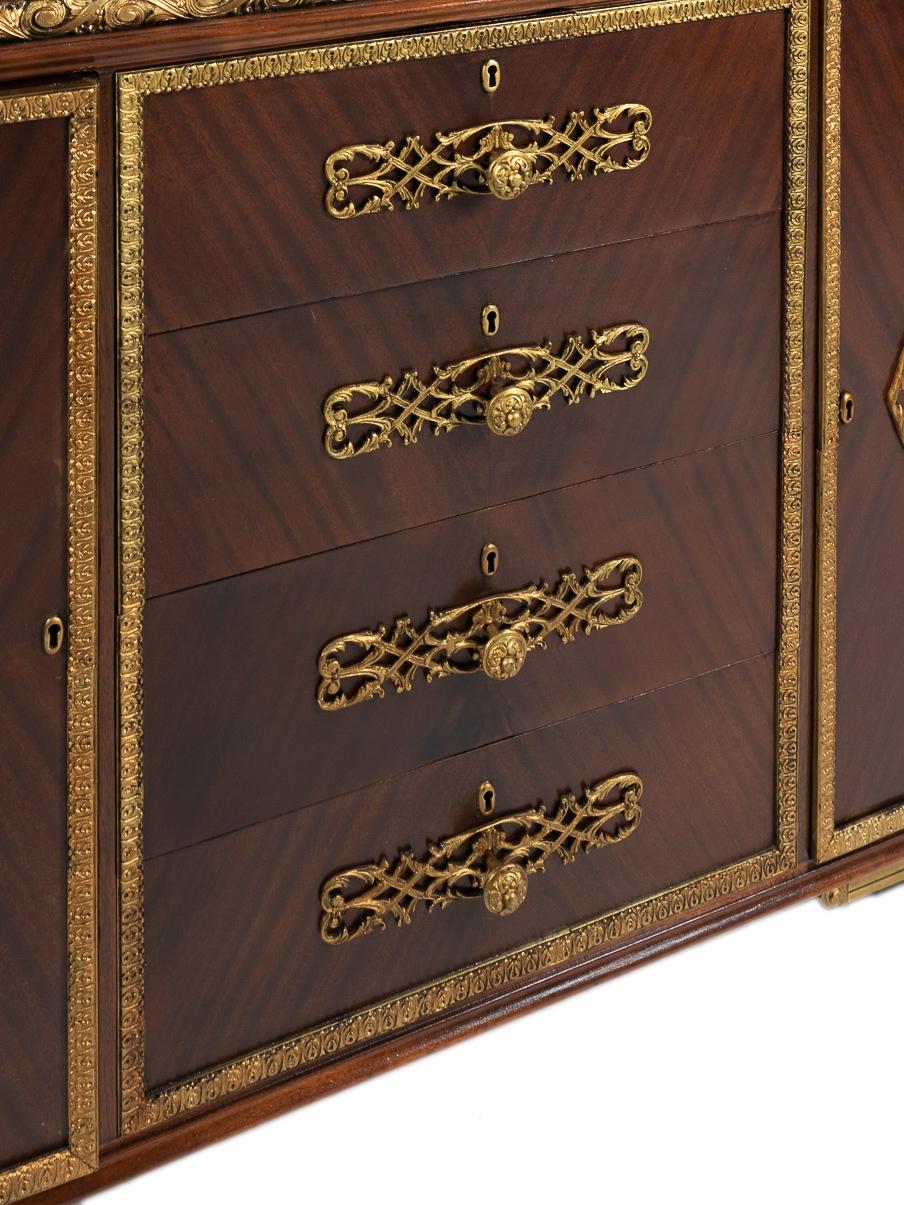 French Bronze rosewood chest of drawers Louis XV Fusion Style, 20th Century  For Sale