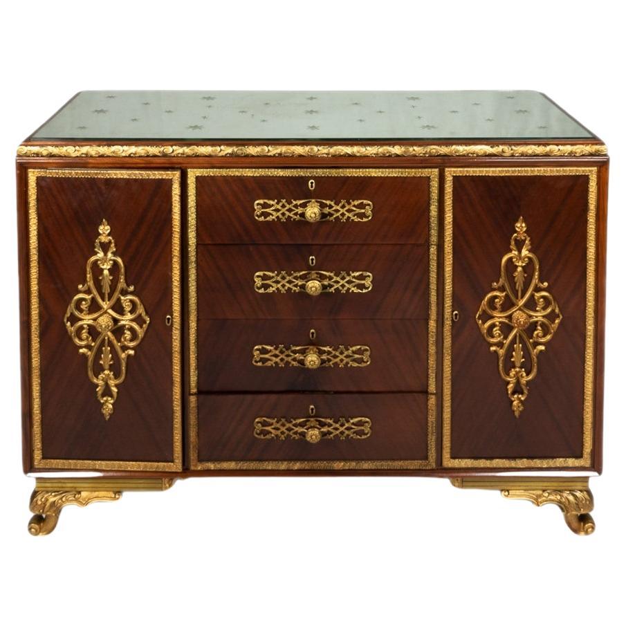 Bronze rosewood chest of drawers Louis XV Fusion Style, 20th Century  For Sale