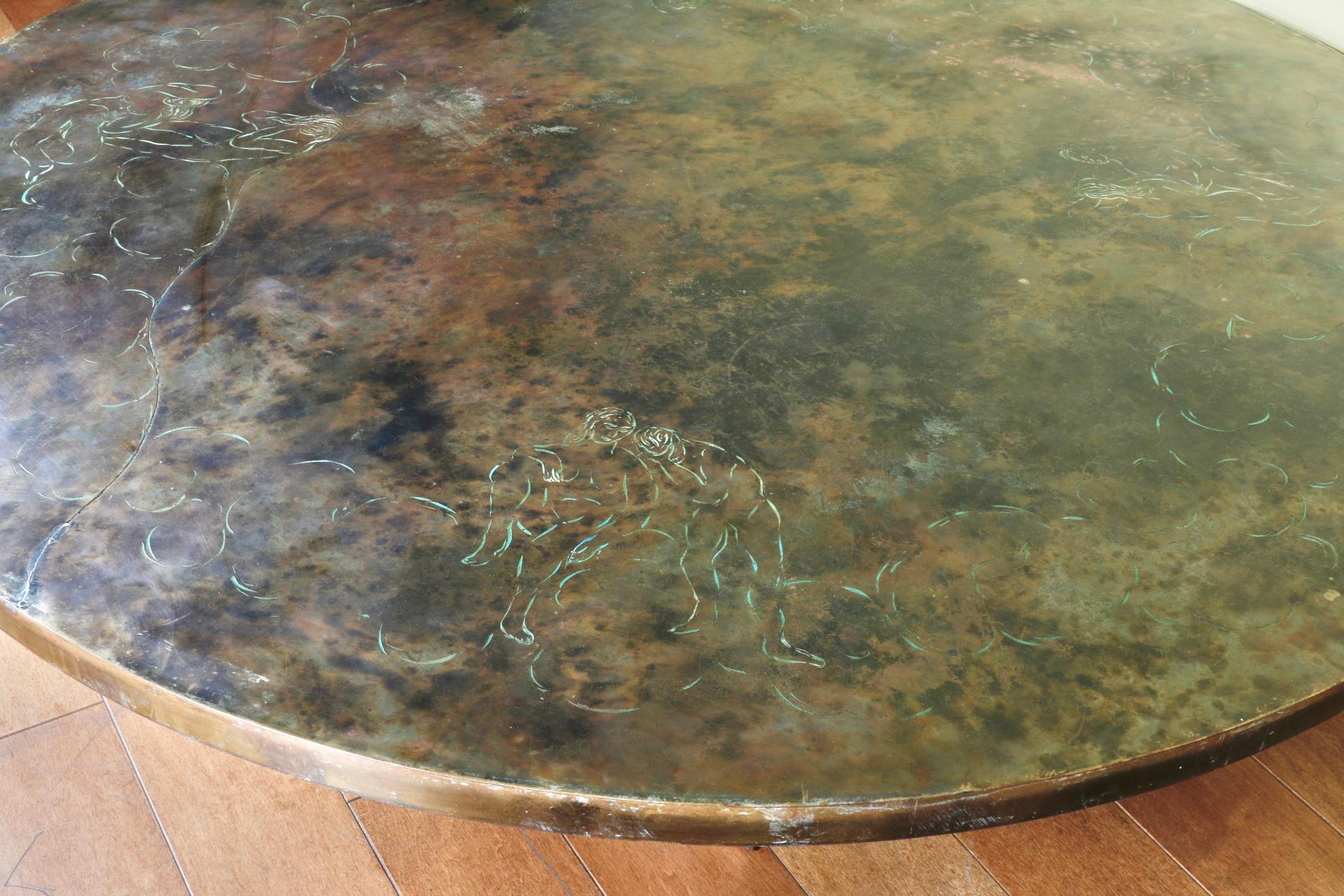 Bronze Round Coffee Table by Philip La Verne “Creation” In Good Condition In North Hollywood, CA