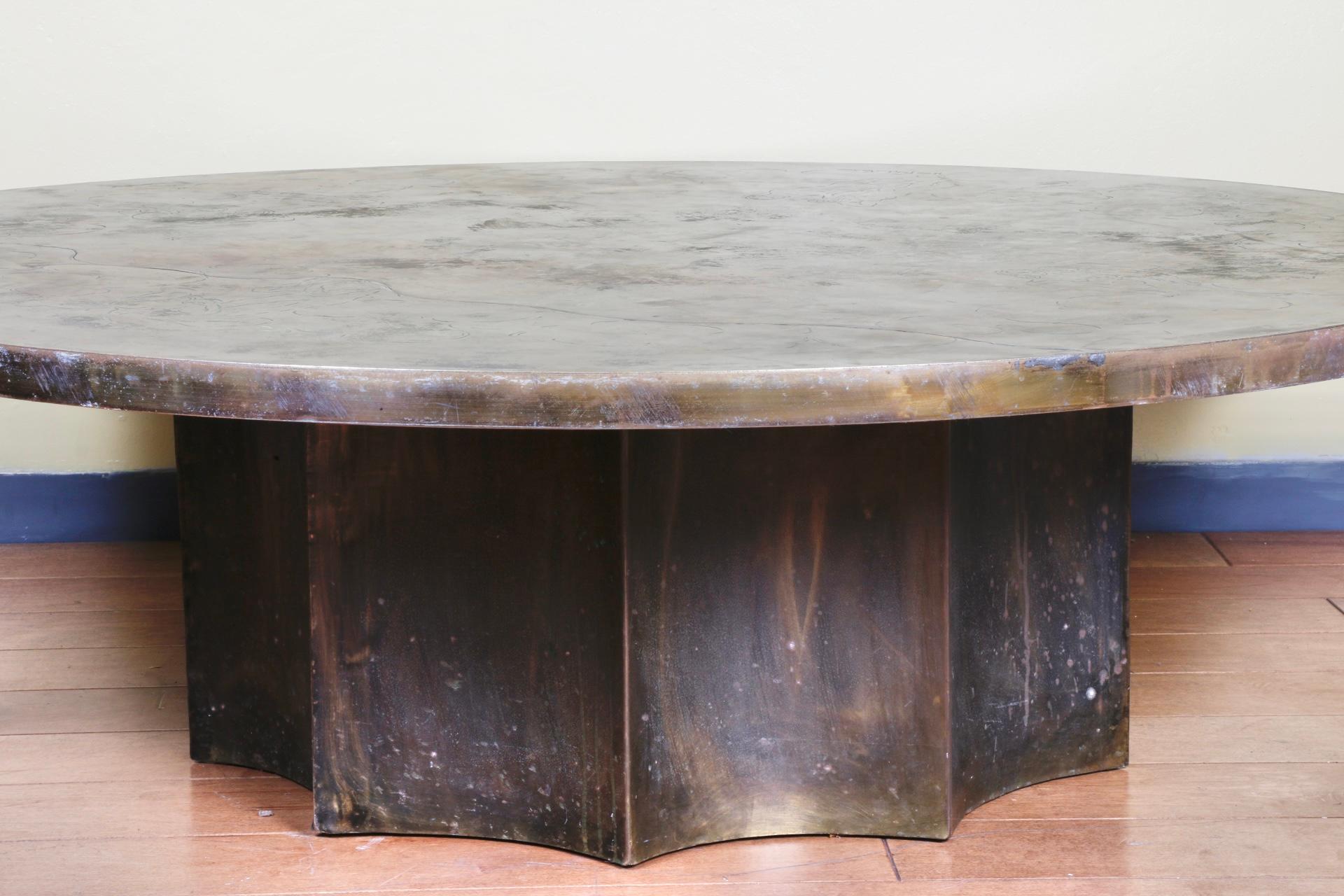 Bronze Round Coffee Table by Philip La Verne “Creation” 1