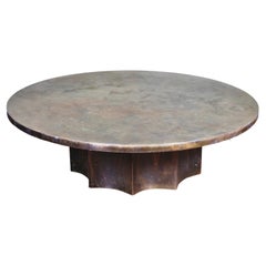 Antique Bronze Round Coffee Table by Philip La Verne “Creation”