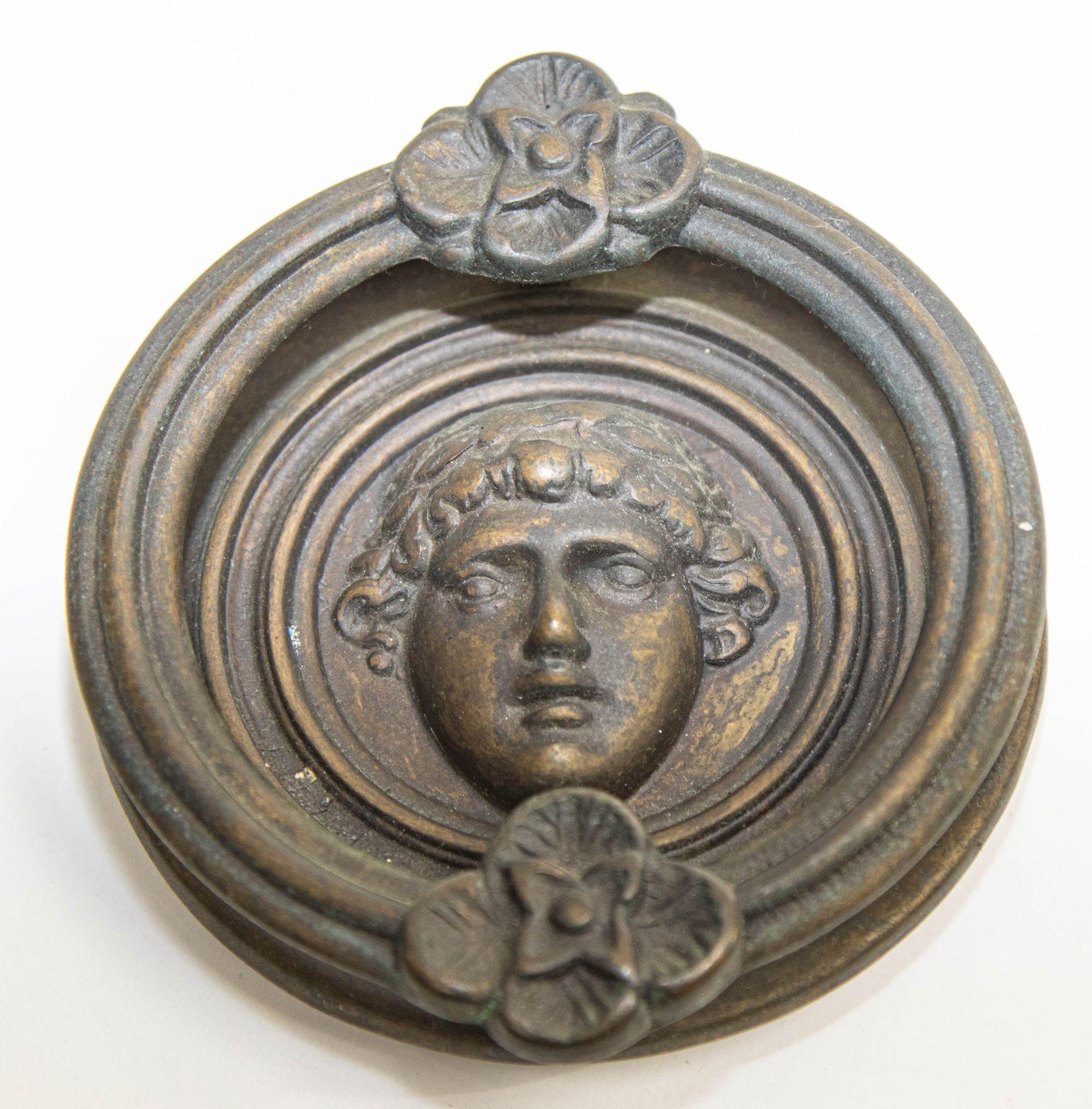 Bronze Round Door Knocker with Goddess Athena Figure 2