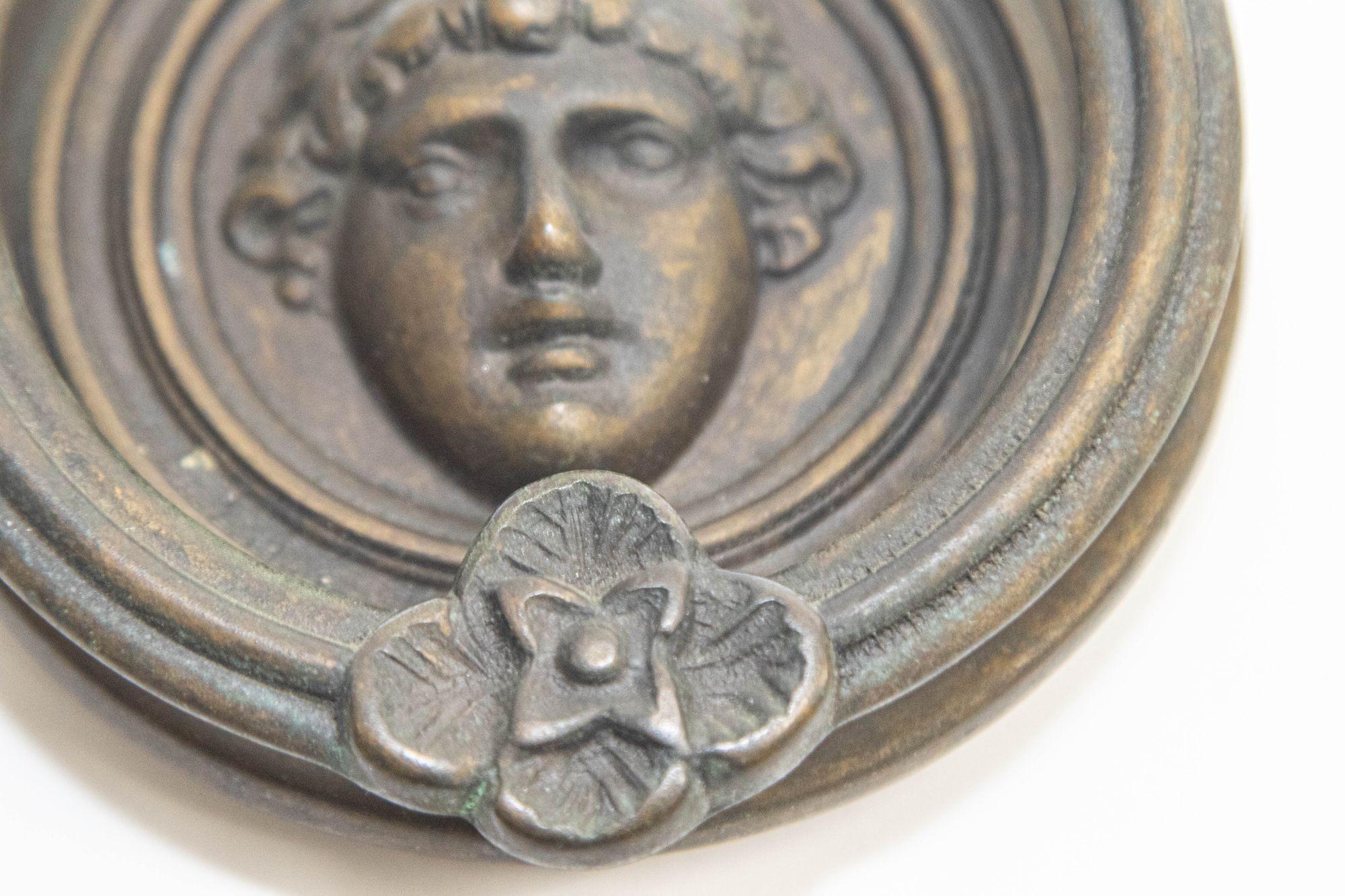 Bronze Round Door Knocker with Goddess Athena Figure 5
