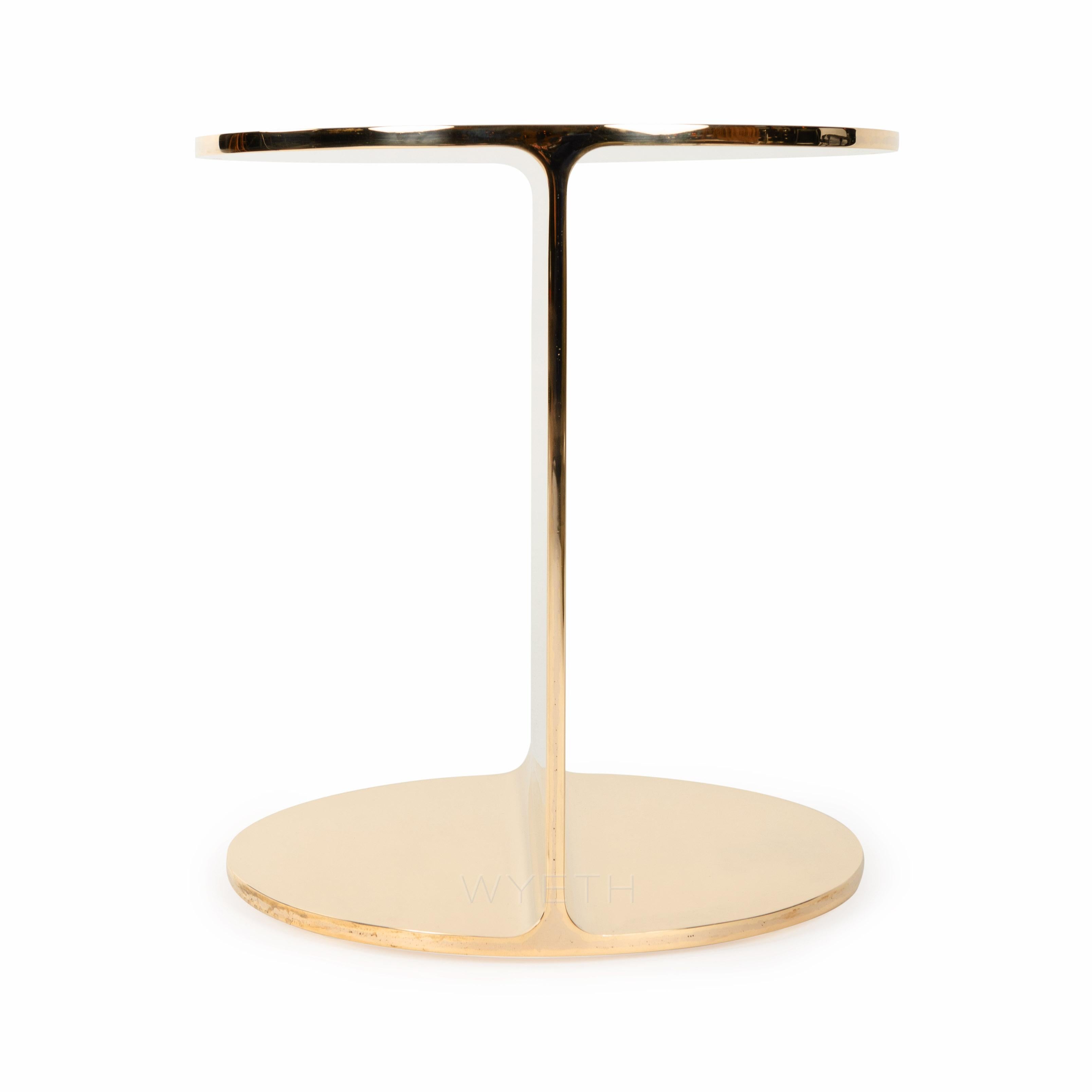 A WYETH original side or end table, handcrafted in solid polished bronze.