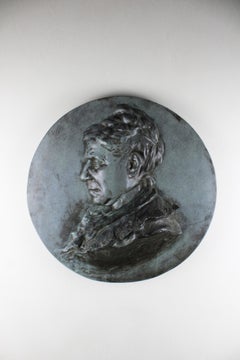 Bronze round Medaillon in profile Signed and Dated F de Smet 1909 Belgium