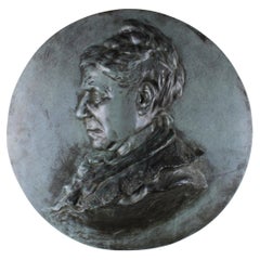 Medaillon redondo de bronce de perfil Firmado y fechado F de Smet 1909 Bélgica