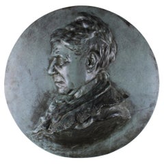 Rundes Medaillon aus Bronze in Profil, signiert und datiert F de Smet 1909, Belgien