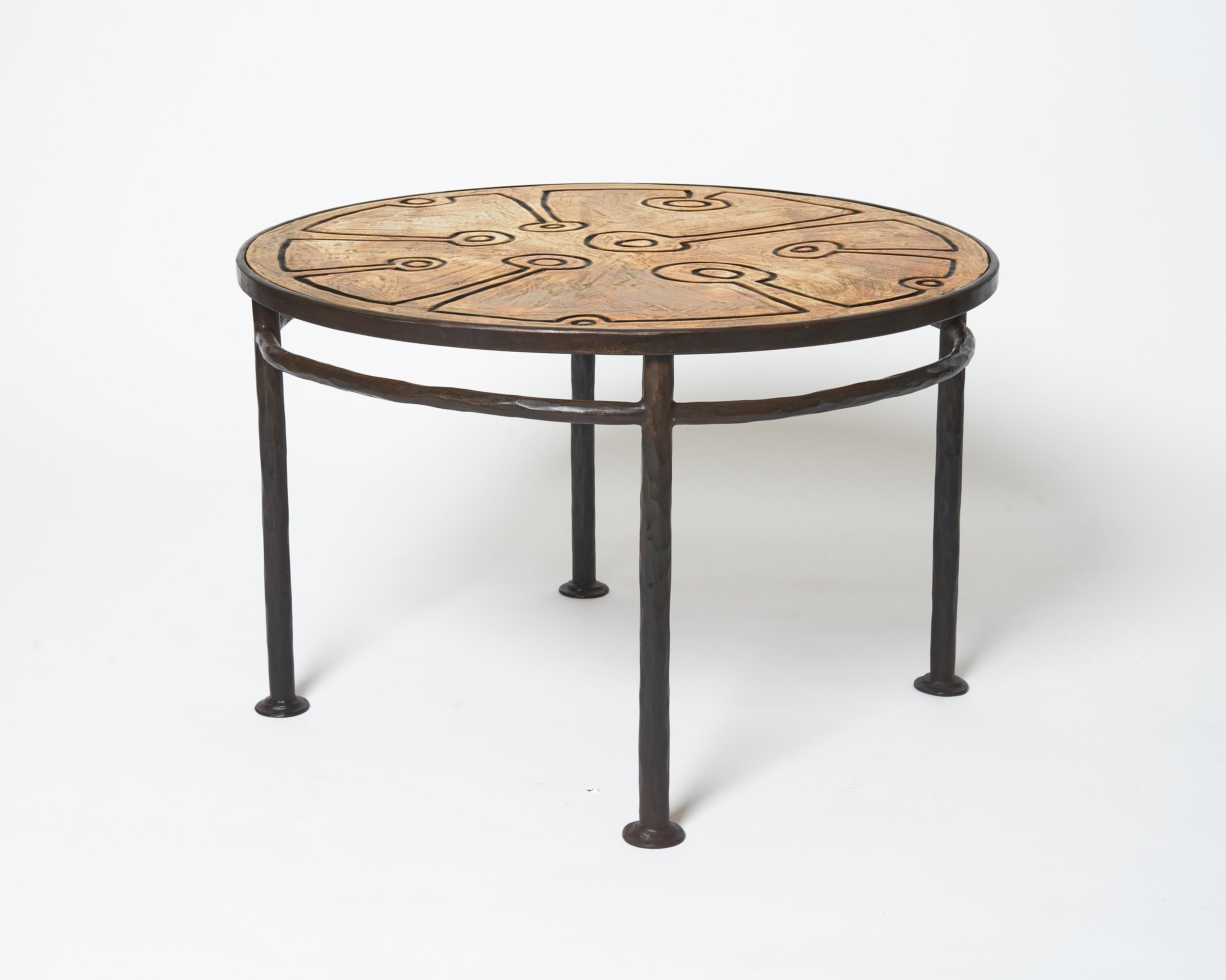 Ferronnerie Table d'appoint ronde en bronze en vente