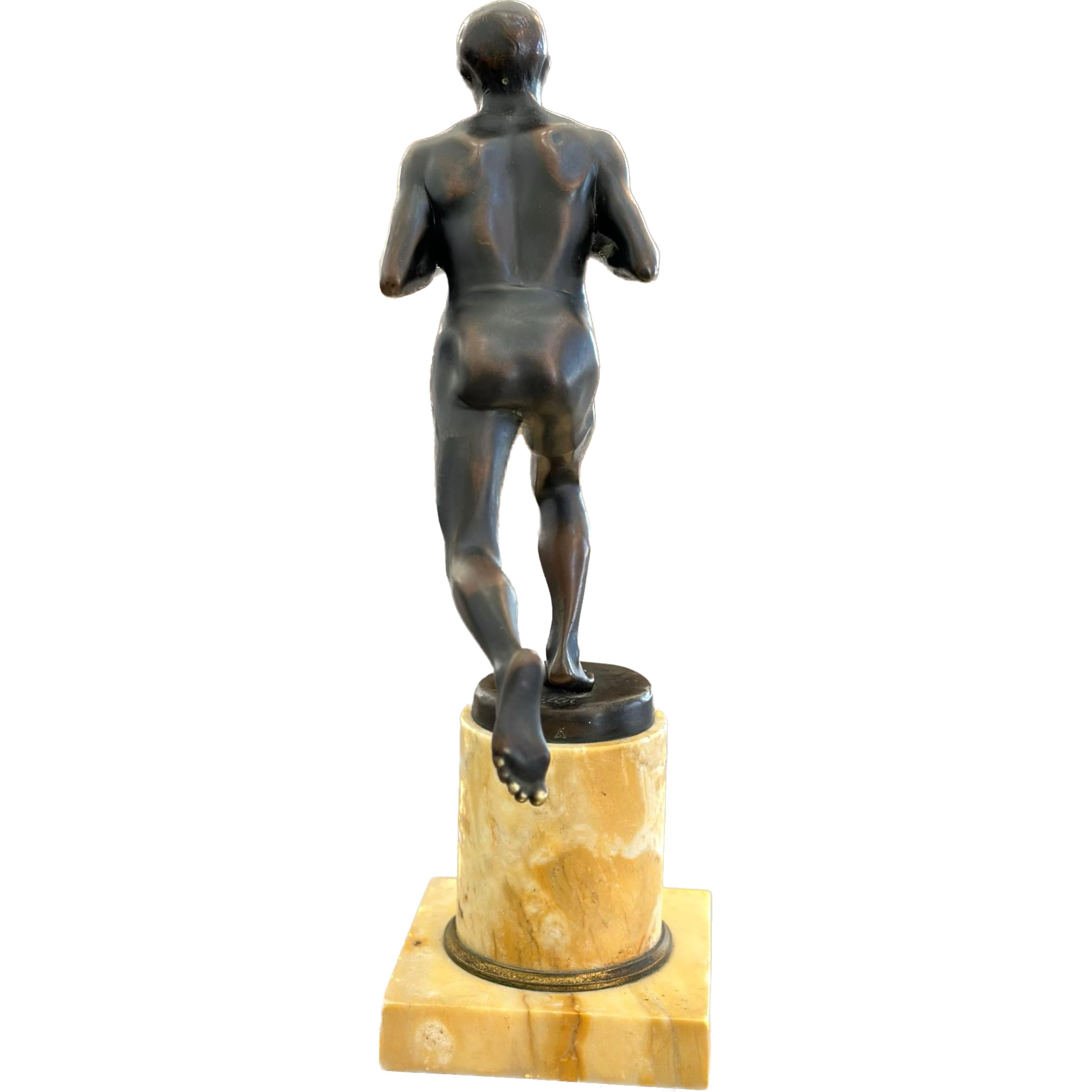 Cast Bronze Runner Sculpture By H. Hans Muller (Austria, 1873-1937)  For Sale