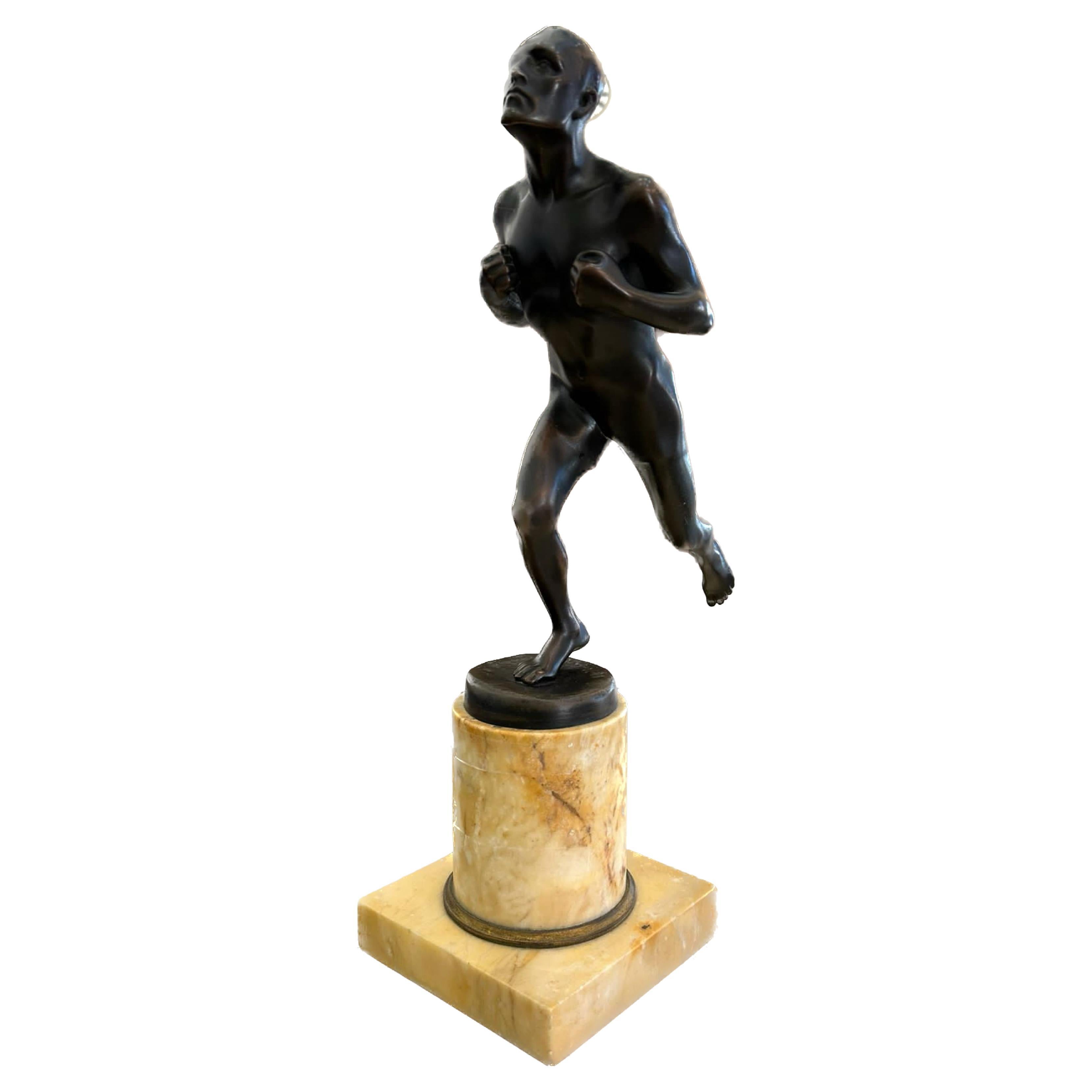 Bronze Runner Sculpture By H. Hans Muller (Austria, 1873-1937)  For Sale