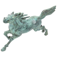 Bronze Running Horse Statue, Midcentury