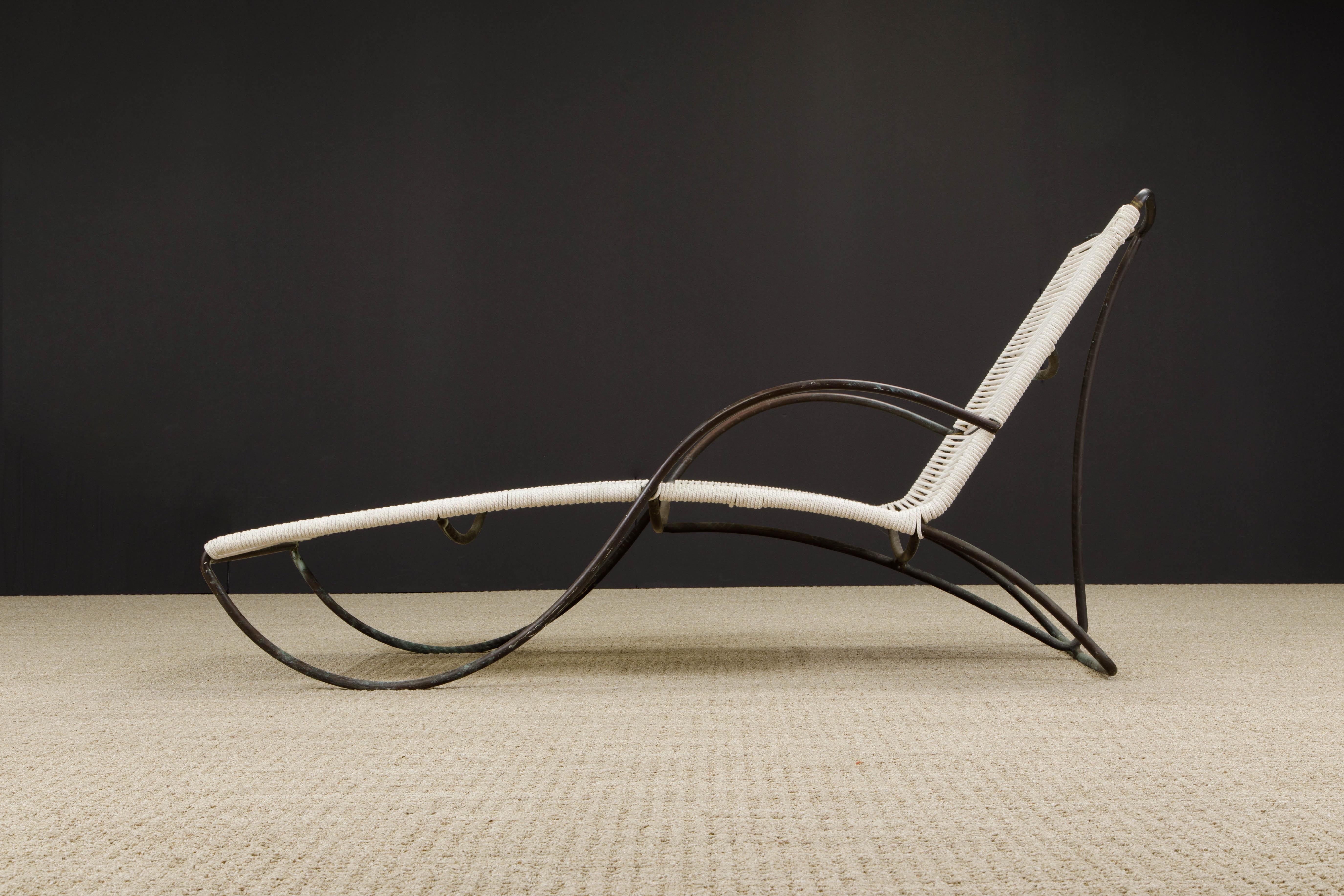 Bronze 'S Chaise' by Walter Lamb for Brown Jordan, c 1970s, Signed 8