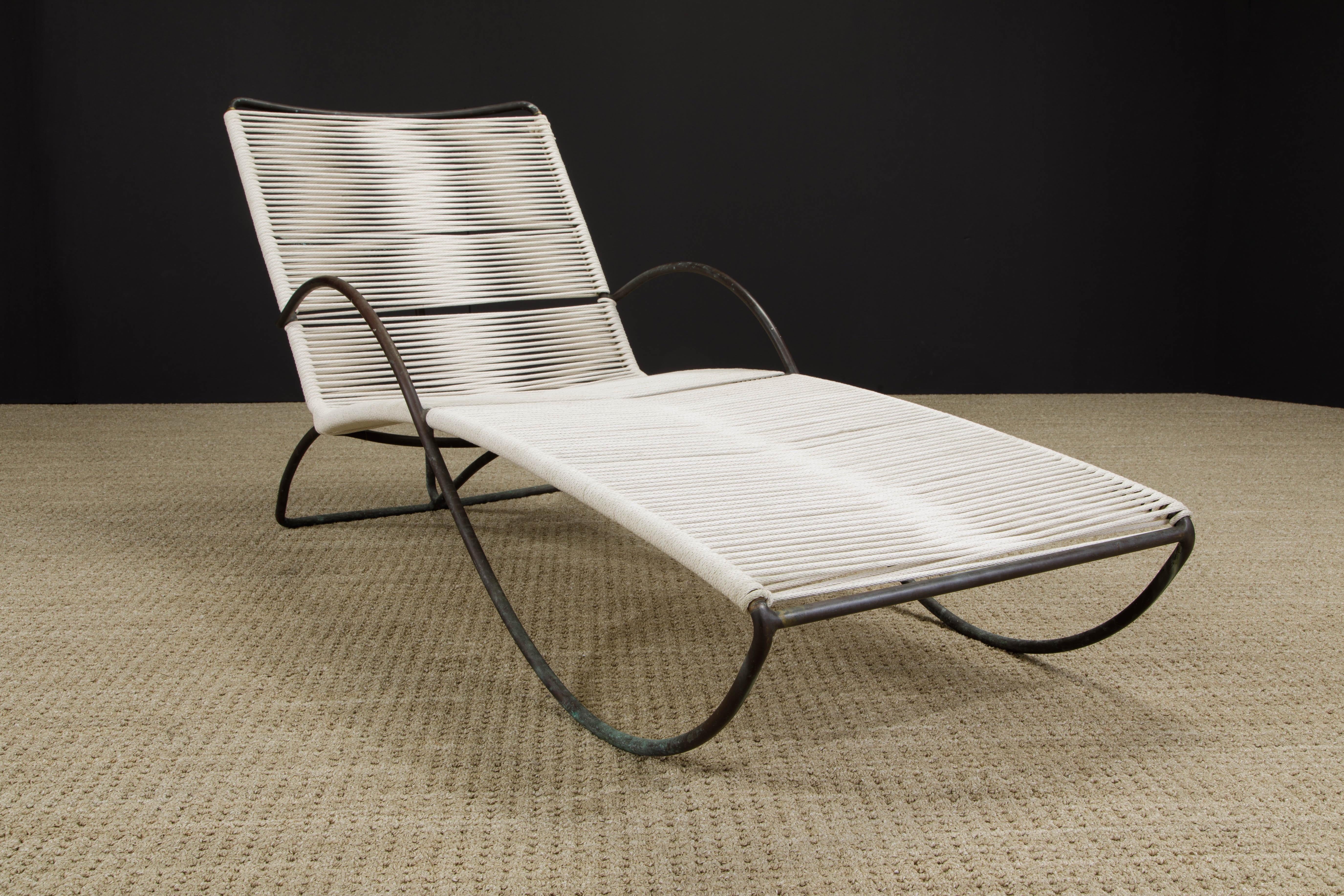 Mid-Century Modern Bronze 'S Chaise' by Walter Lamb for Brown Jordan, c 1970s, Signed For Sale