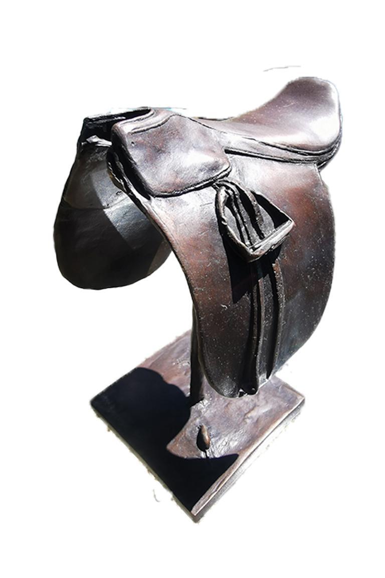 Cast Bronze Saddle Sculpture by artist Douwe Blumberg For Sale