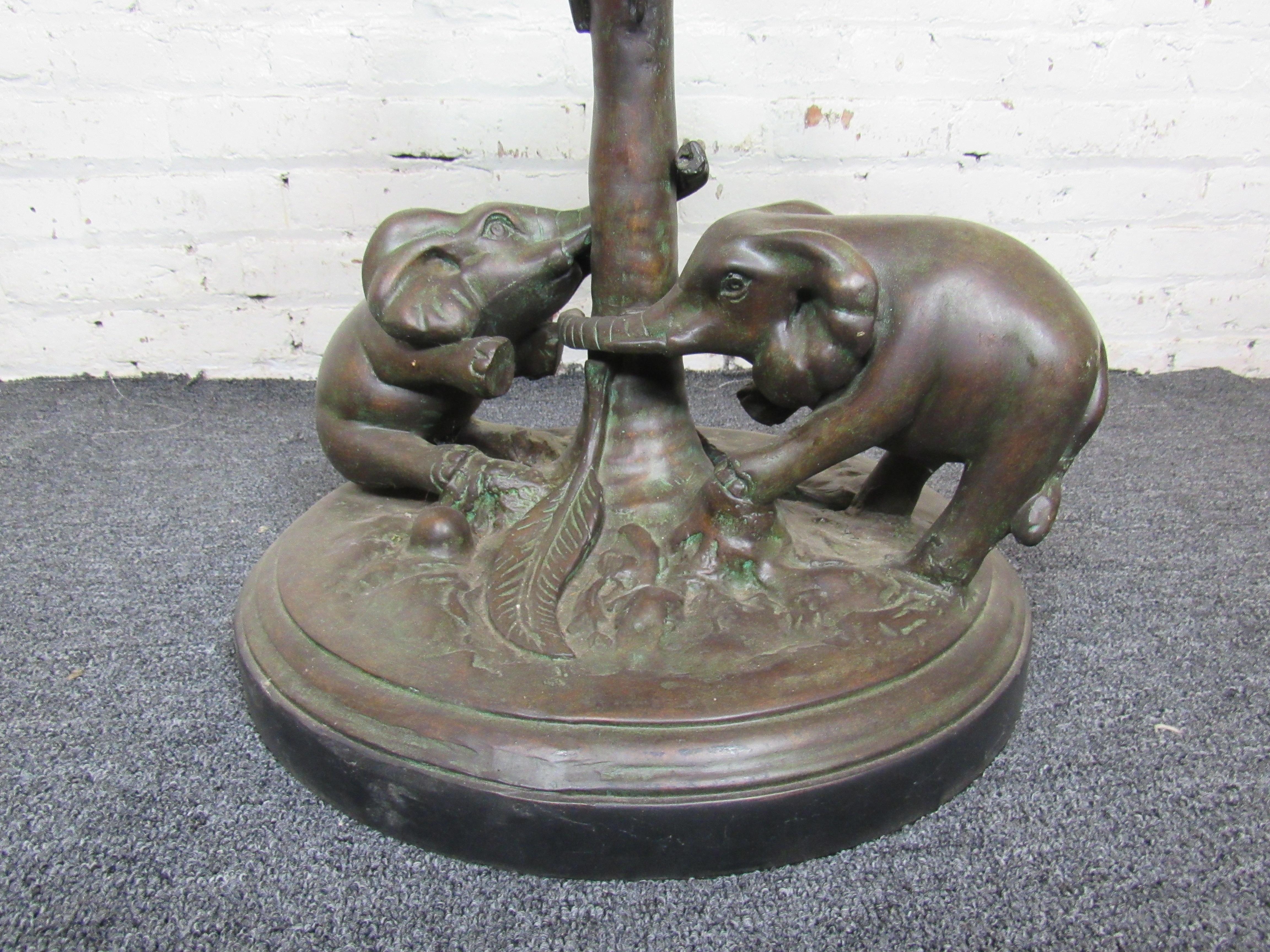 British Colonial Bronze Safari-Themed End Table  For Sale