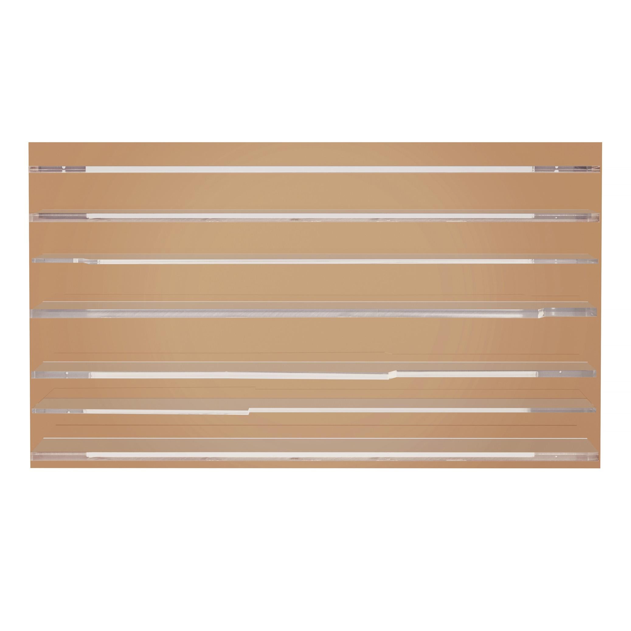 Italian Bronze Sapere Bookcase by Migdalia Salazar, Mirror Acrylic Shelf For Sale