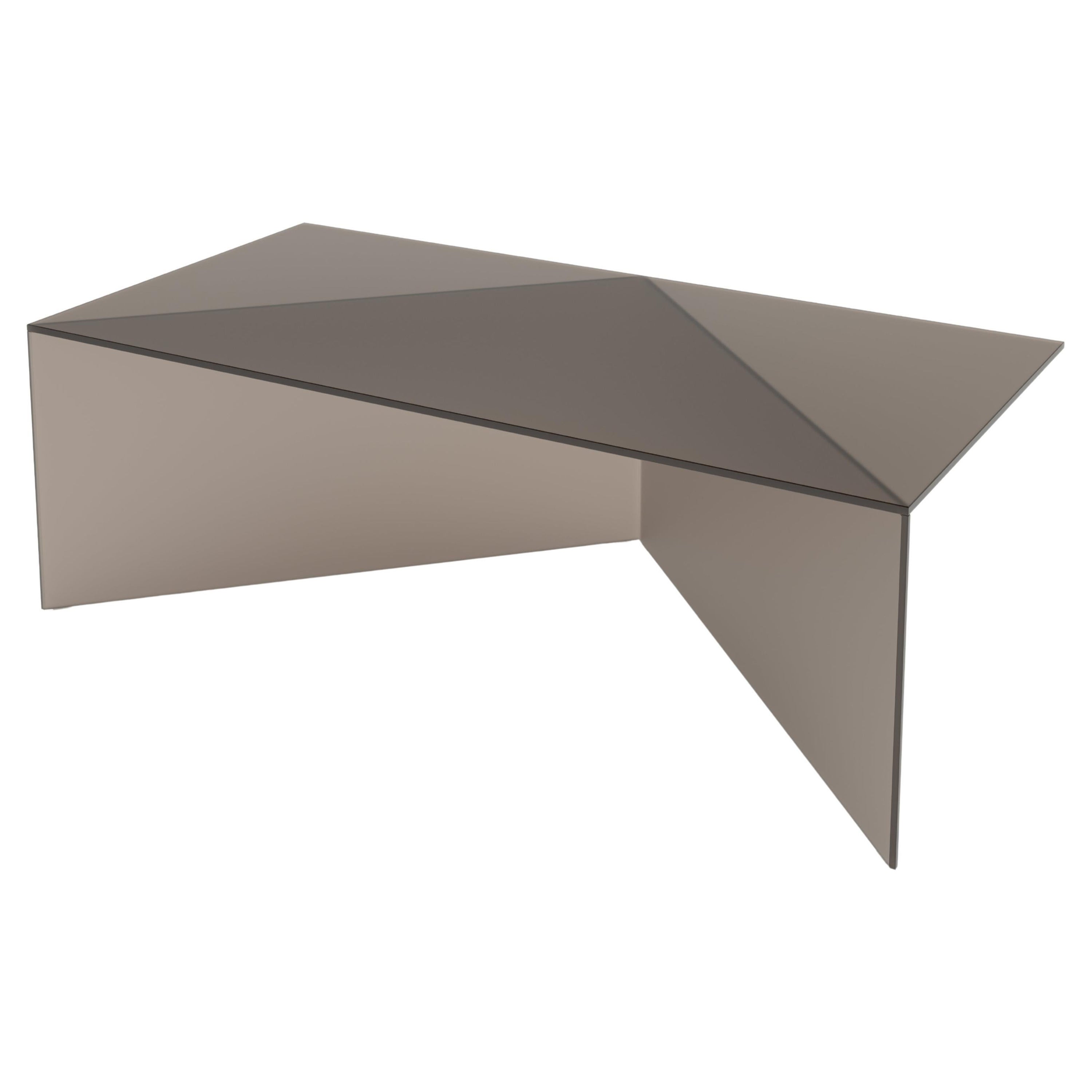 Mesa de centro oblonga de bronce satinado y cristal Poly de Sebastian Scherer