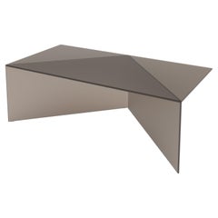 Mesa de centro oblonga de bronce satinado y cristal Poly de Sebastian Scherer