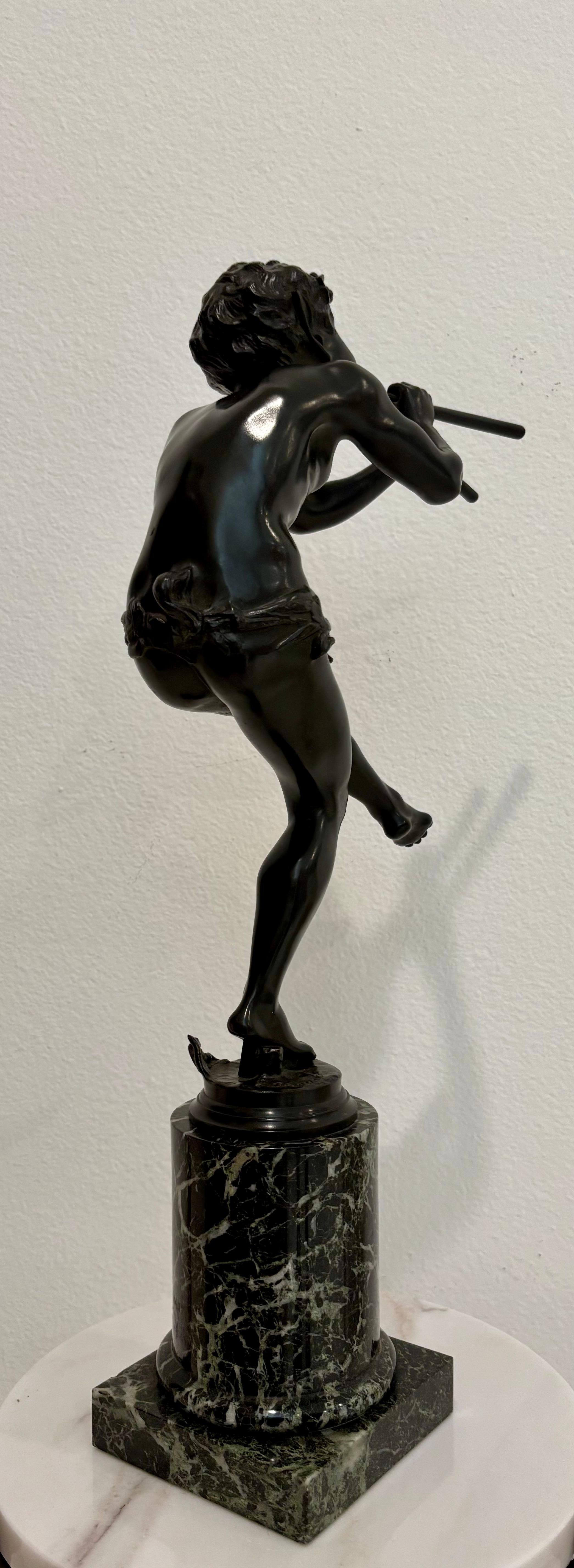 Scultura di satiro in bronzo su base di marmo di Edouard Drouot (1859-1949) in vendita 2