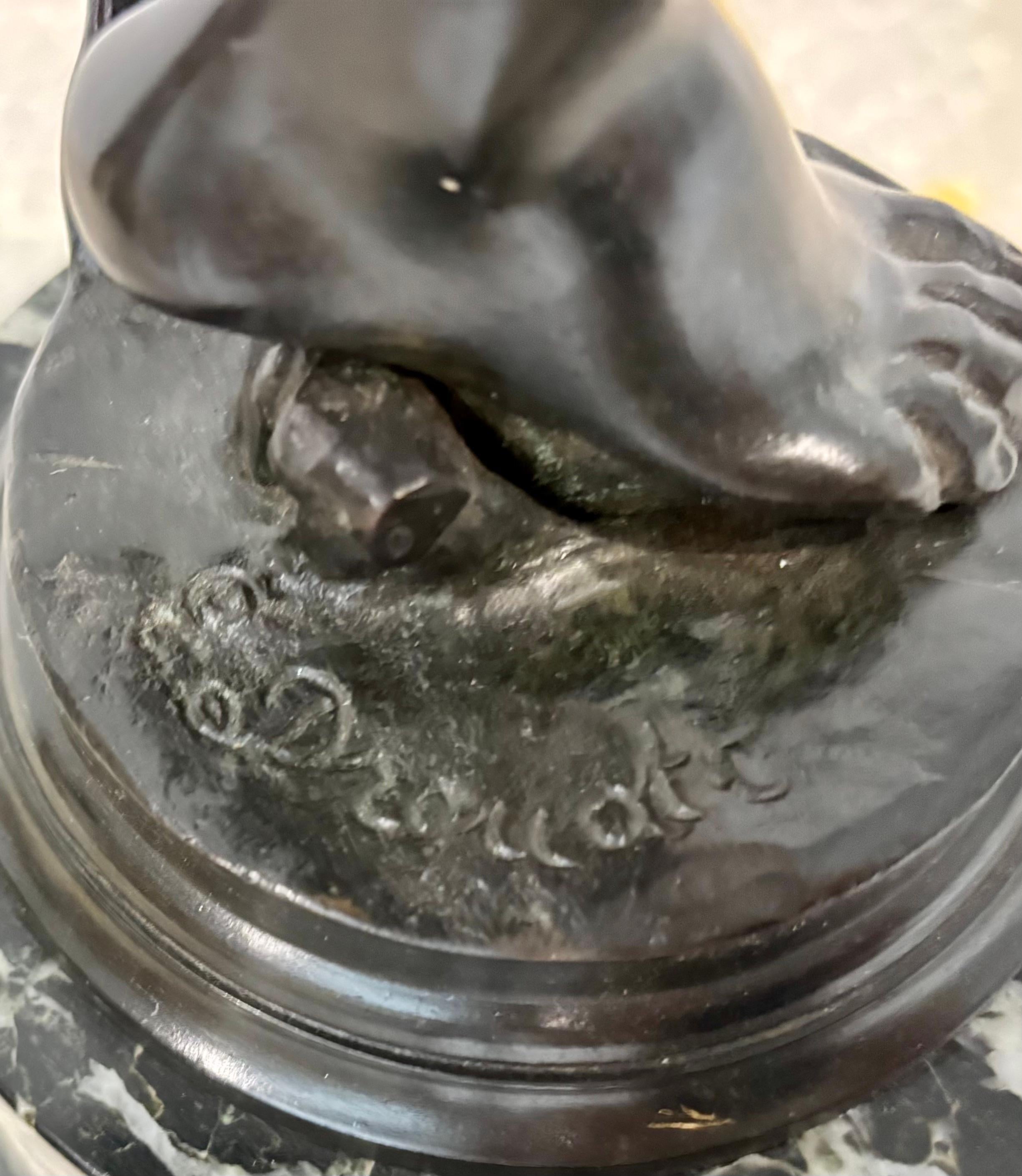 Scultura di satiro in bronzo su base di marmo di Edouard Drouot (1859-1949) in vendita 4