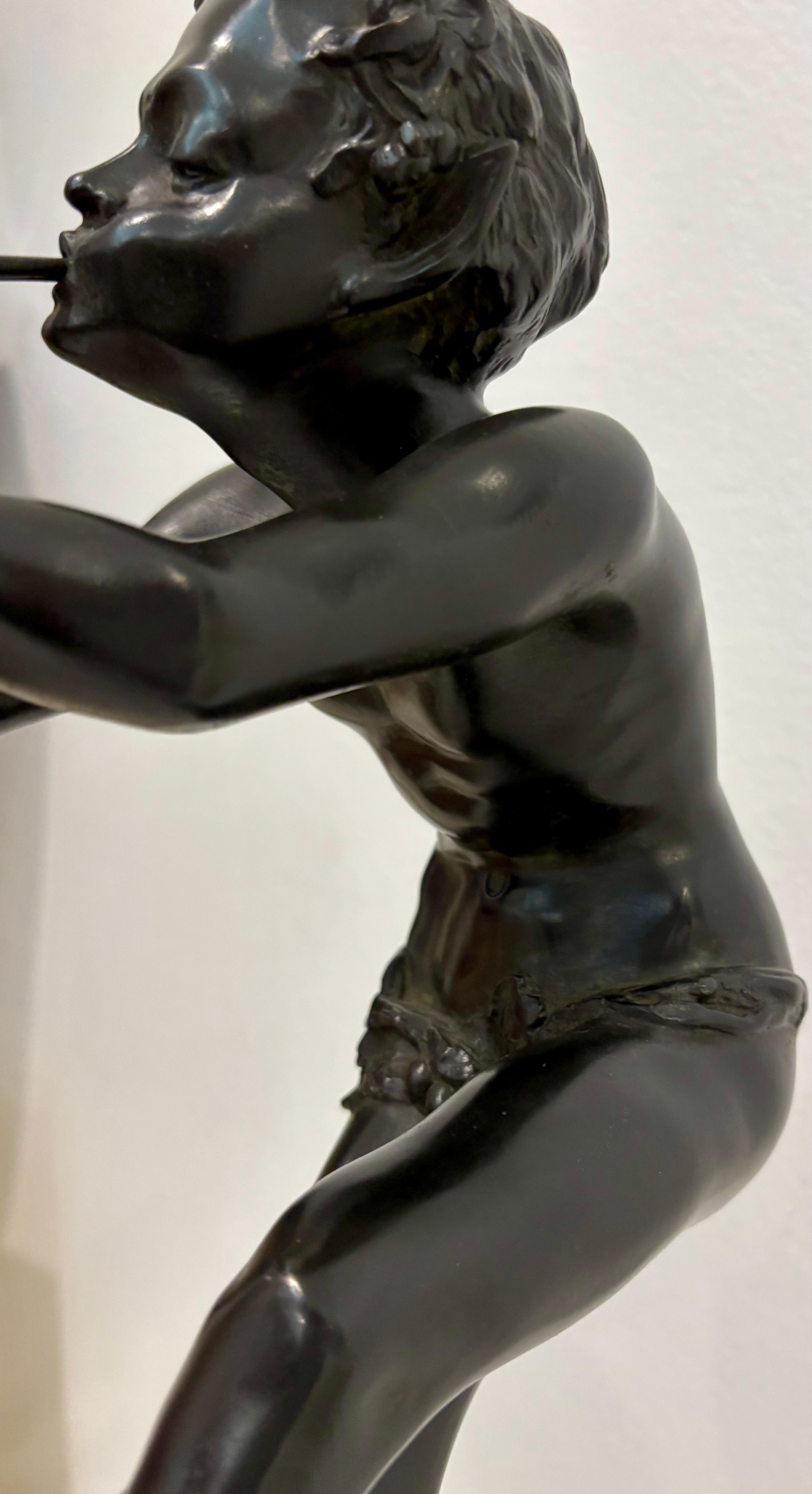 Scultura di satiro in bronzo su base di marmo di Edouard Drouot (1859-1949) in vendita 8