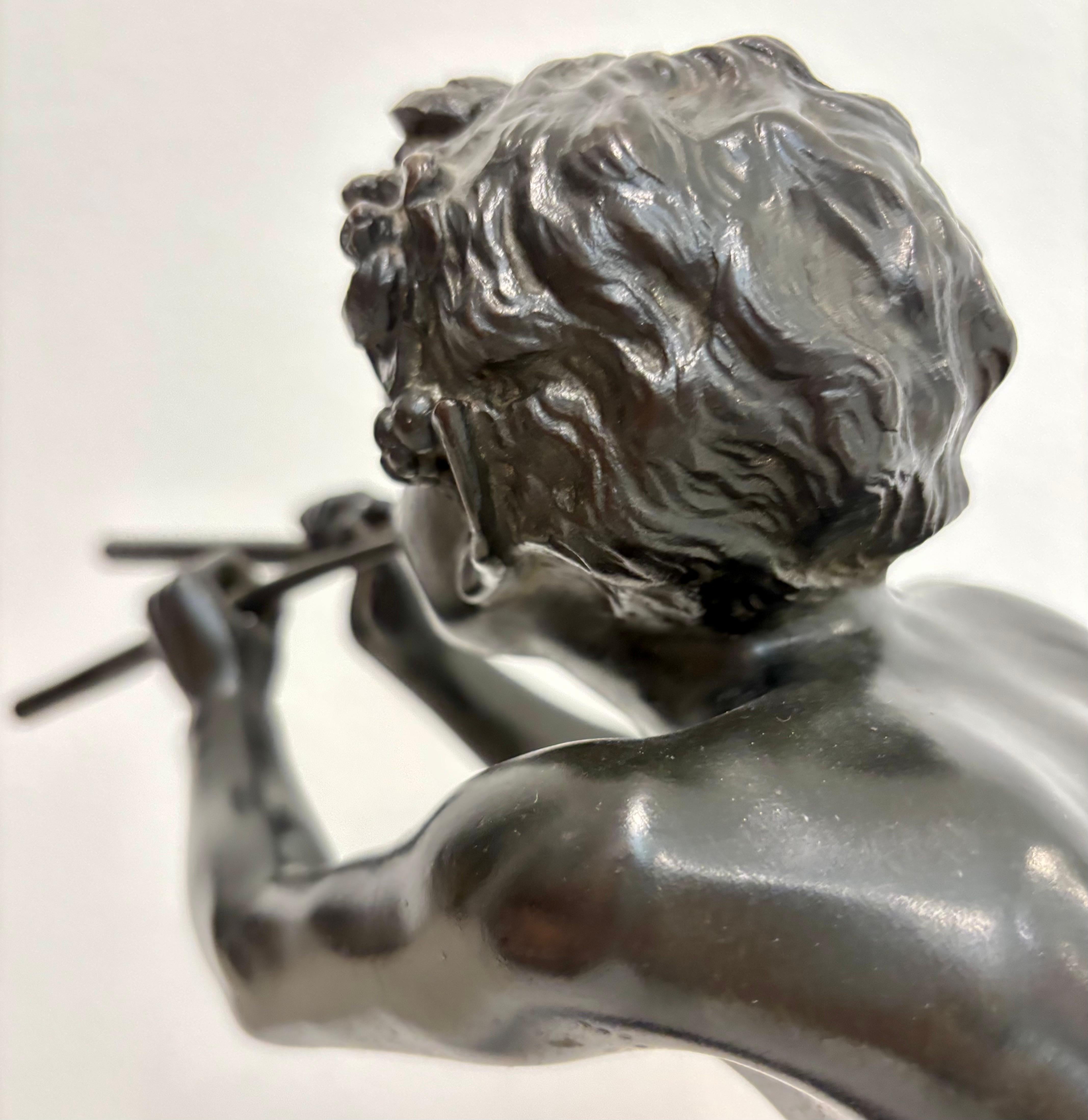 Scultura di satiro in bronzo su base di marmo di Edouard Drouot (1859-1949) in vendita 9