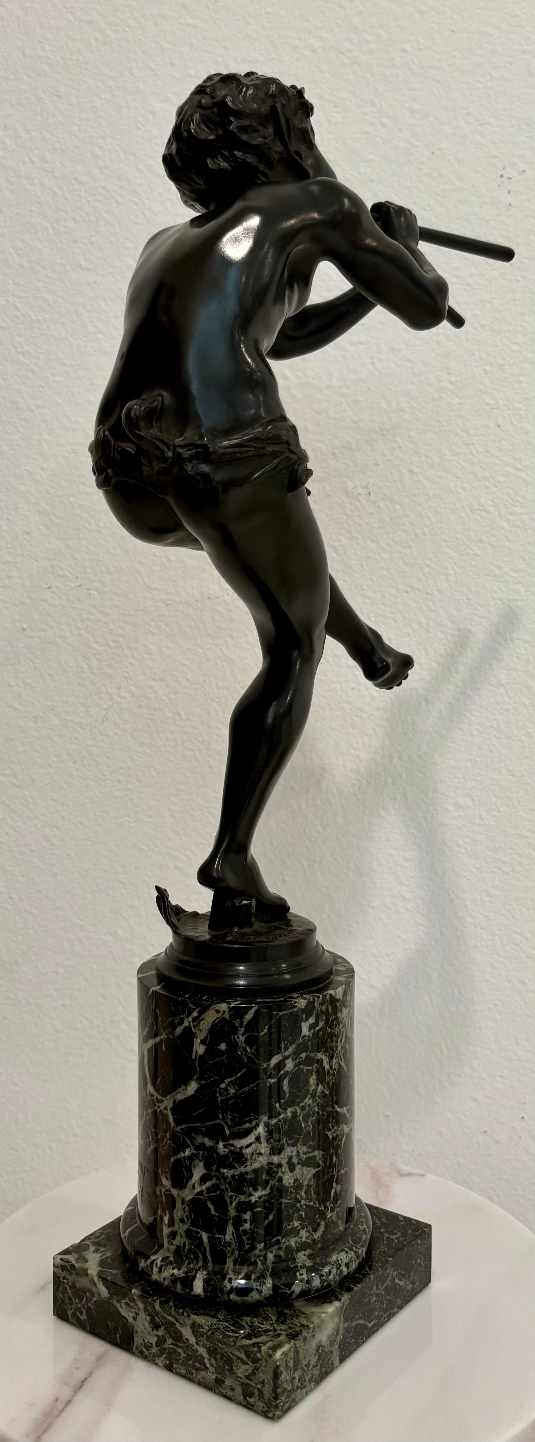 Scultura di satiro in bronzo su base di marmo di Edouard Drouot (1859-1949) in vendita 1