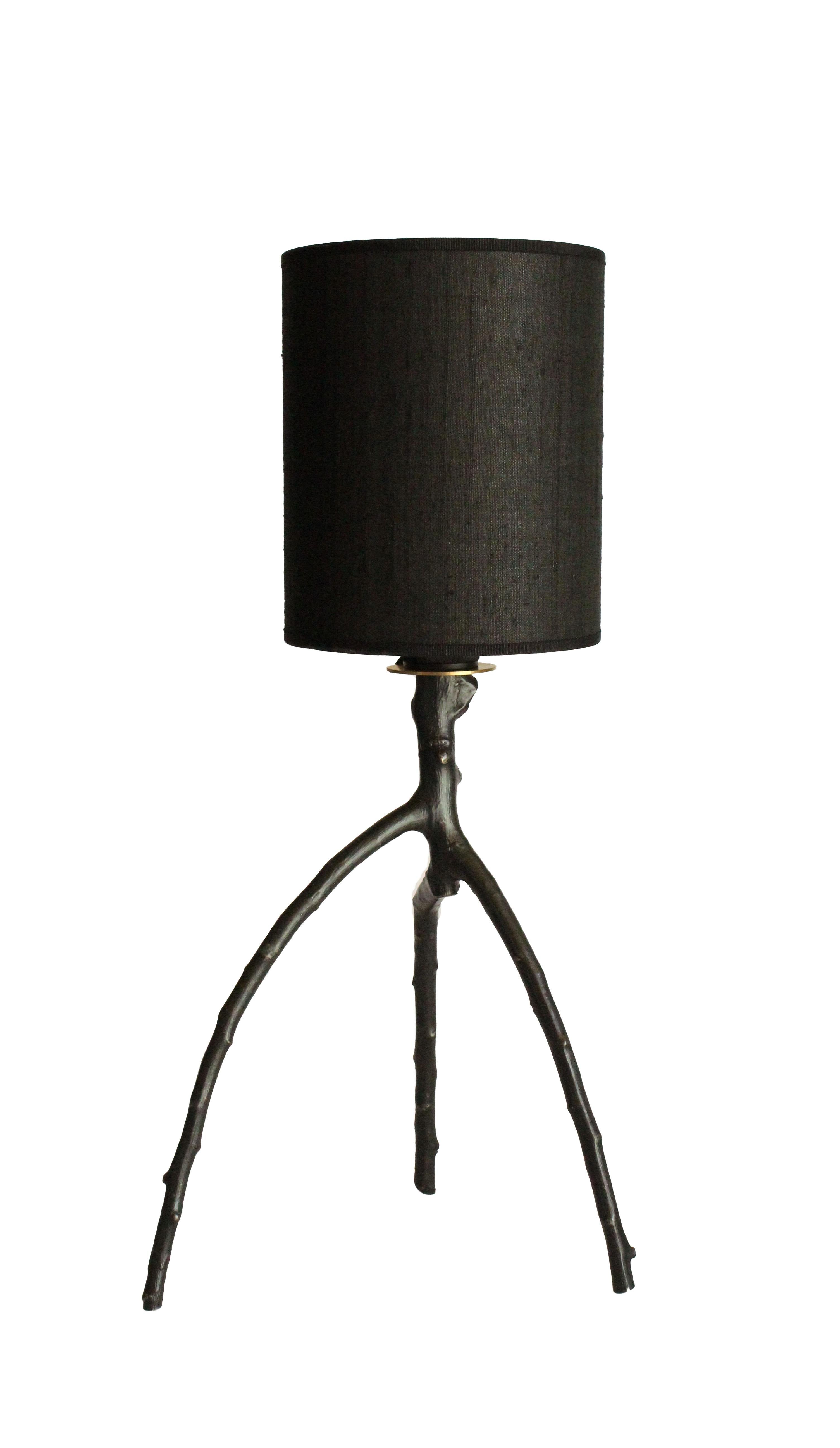 Cast Table Lamp with an Apple Tree Branch in Bronze numbered For Sale