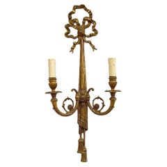 Luxurious French Louis XVI Style Bronze Dore Wall Sconce, 1950s