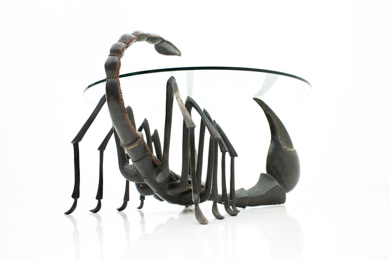 French Bronze Scorpion Coffee Table Attributed to Jacques Duval-Brasseur France, 1970s