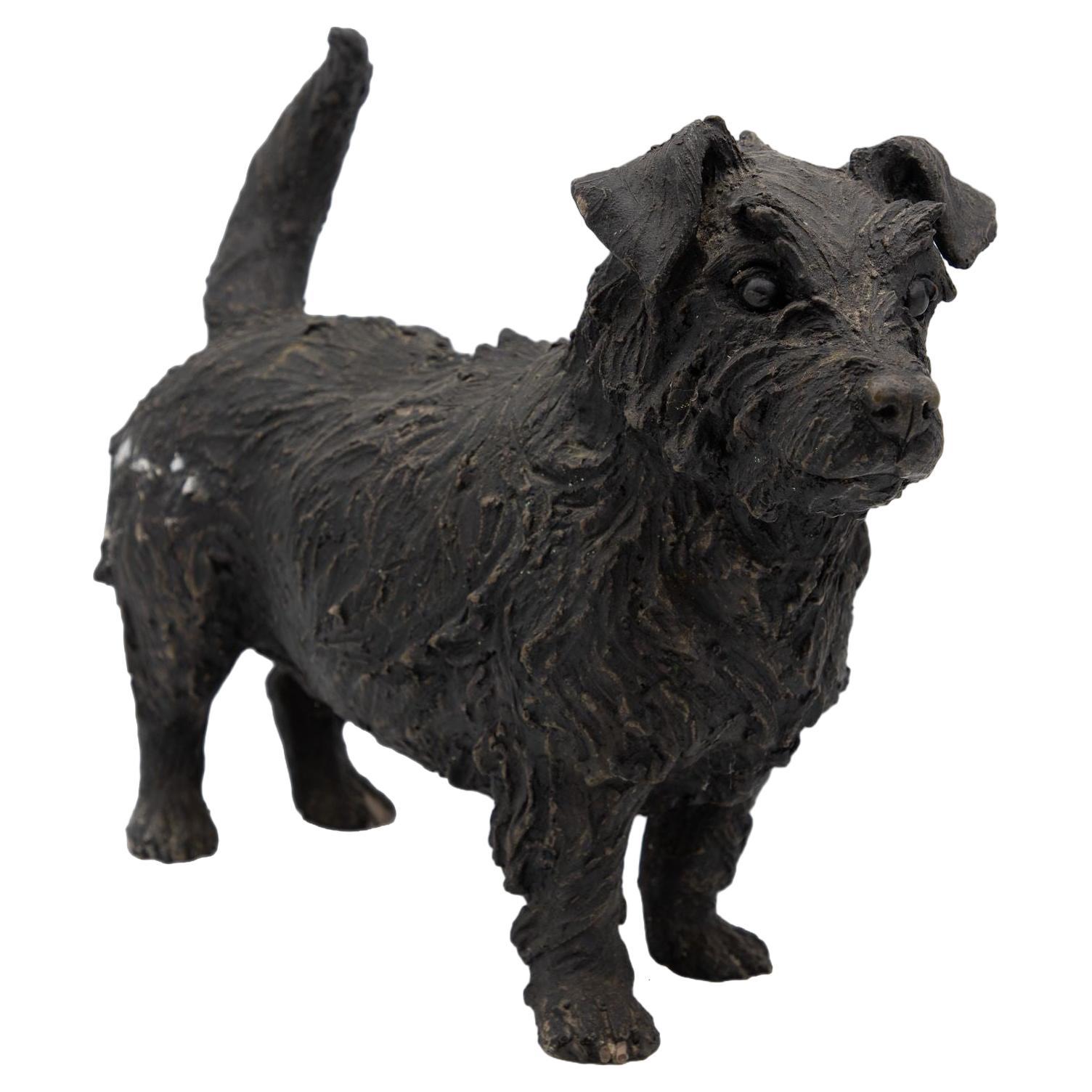 Bronze Scottie Scottish terrier, Anglais Milieu du XXe siècle en vente