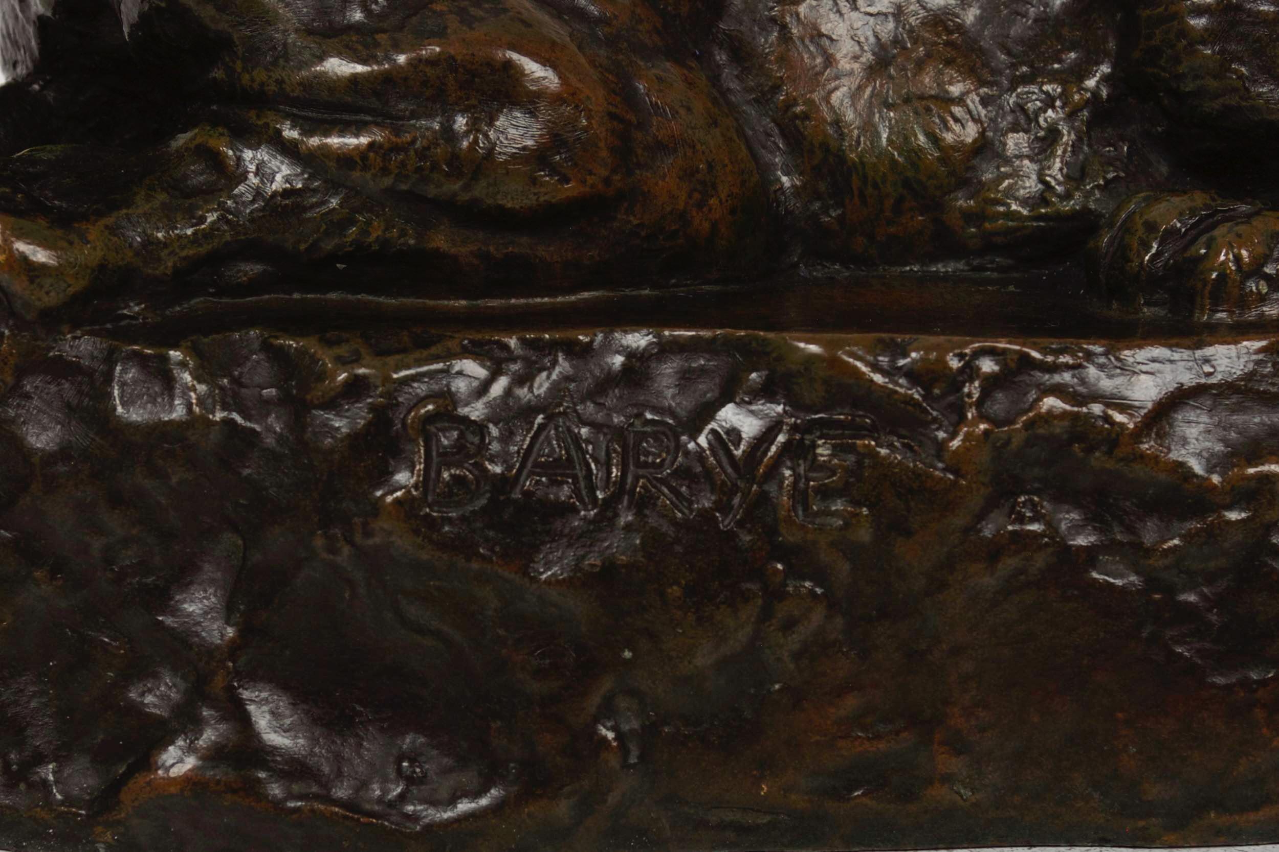 XIXe siècle Sculpture de panthère de Tunisie d'après Antoine-Louis Barye, Barbedienne en vente